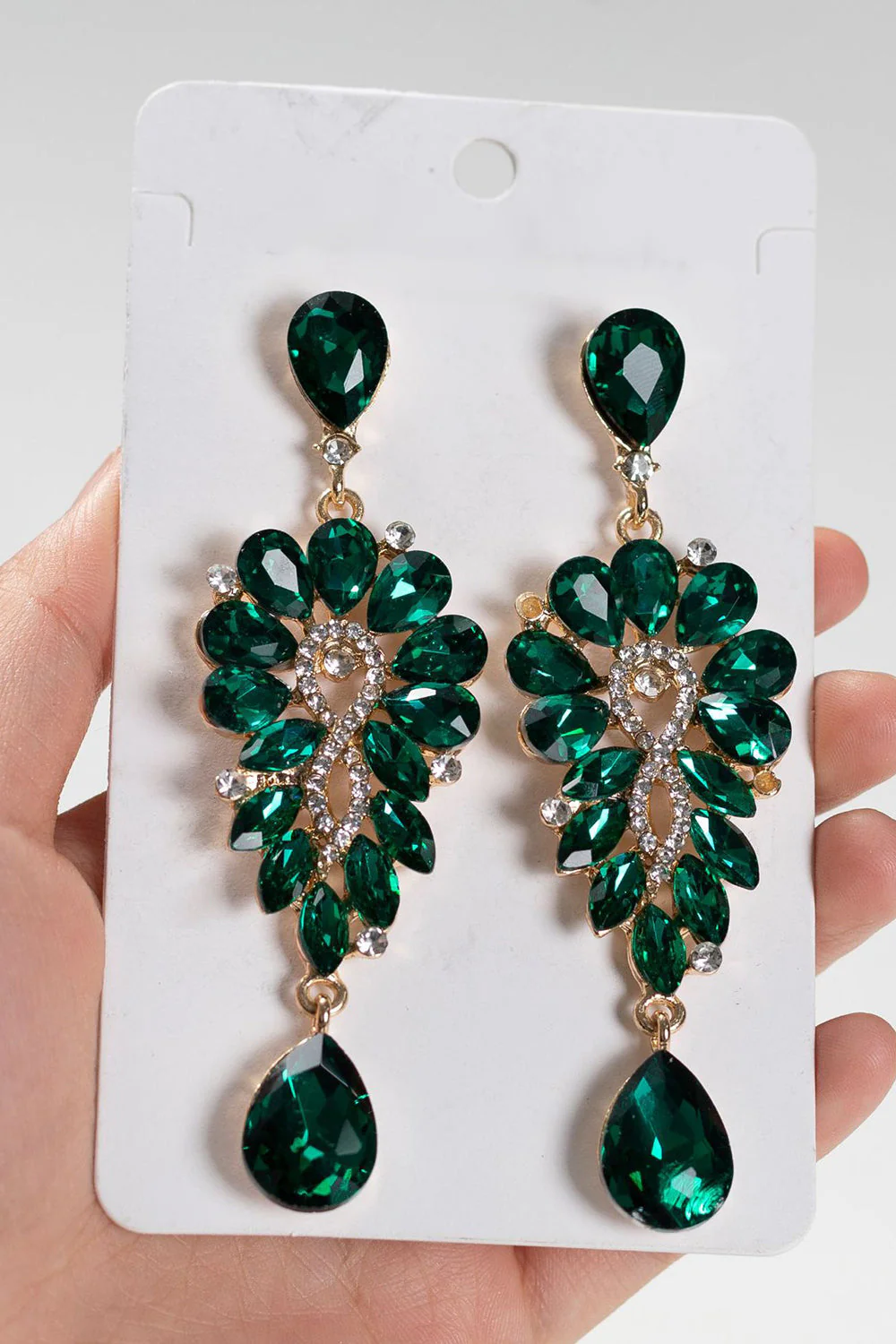 Royal Blue Vintage Rhinestone Łezka Wiszące Kolczyki - Image 3
