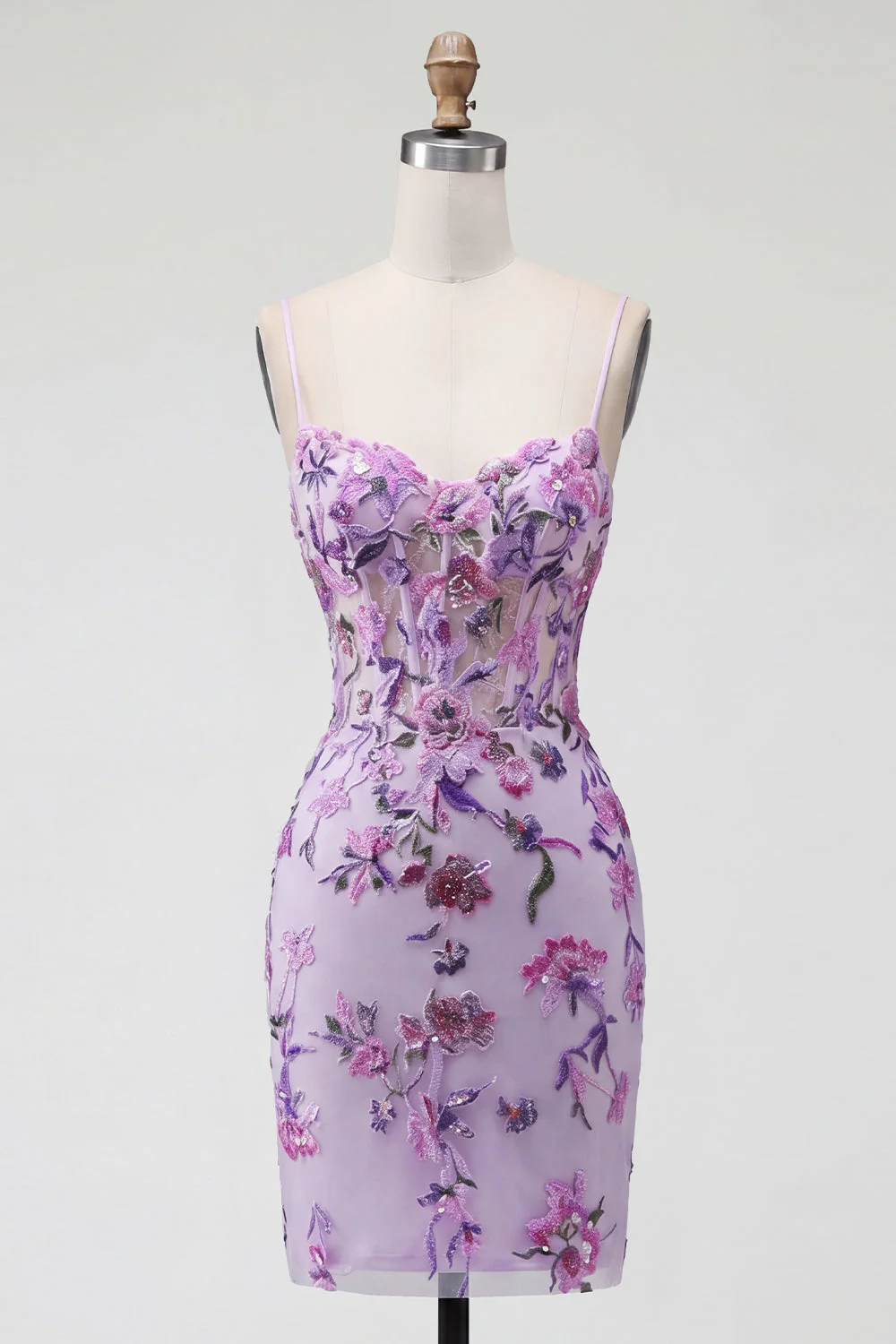 Róż Bodycon Neck Hatter Neck, surowy gorset, cekiny i sukienka Homecoming - Image 9