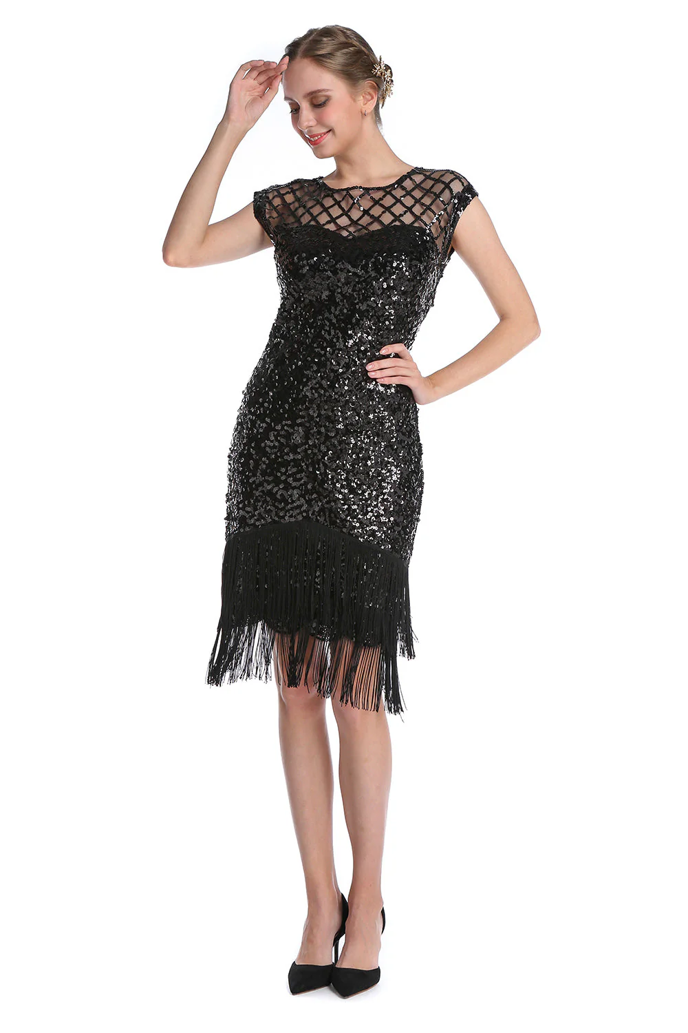 Różowa cekinowa sukienka Gatsby 1920s Flapper - Image 10