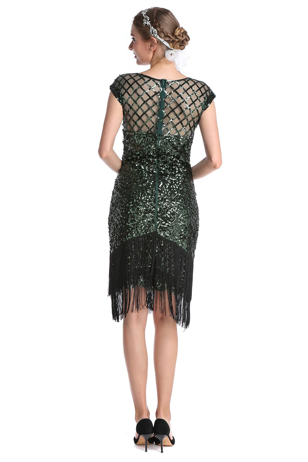 Różowa cekinowa sukienka Gatsby 1920s Flapper - Image 8