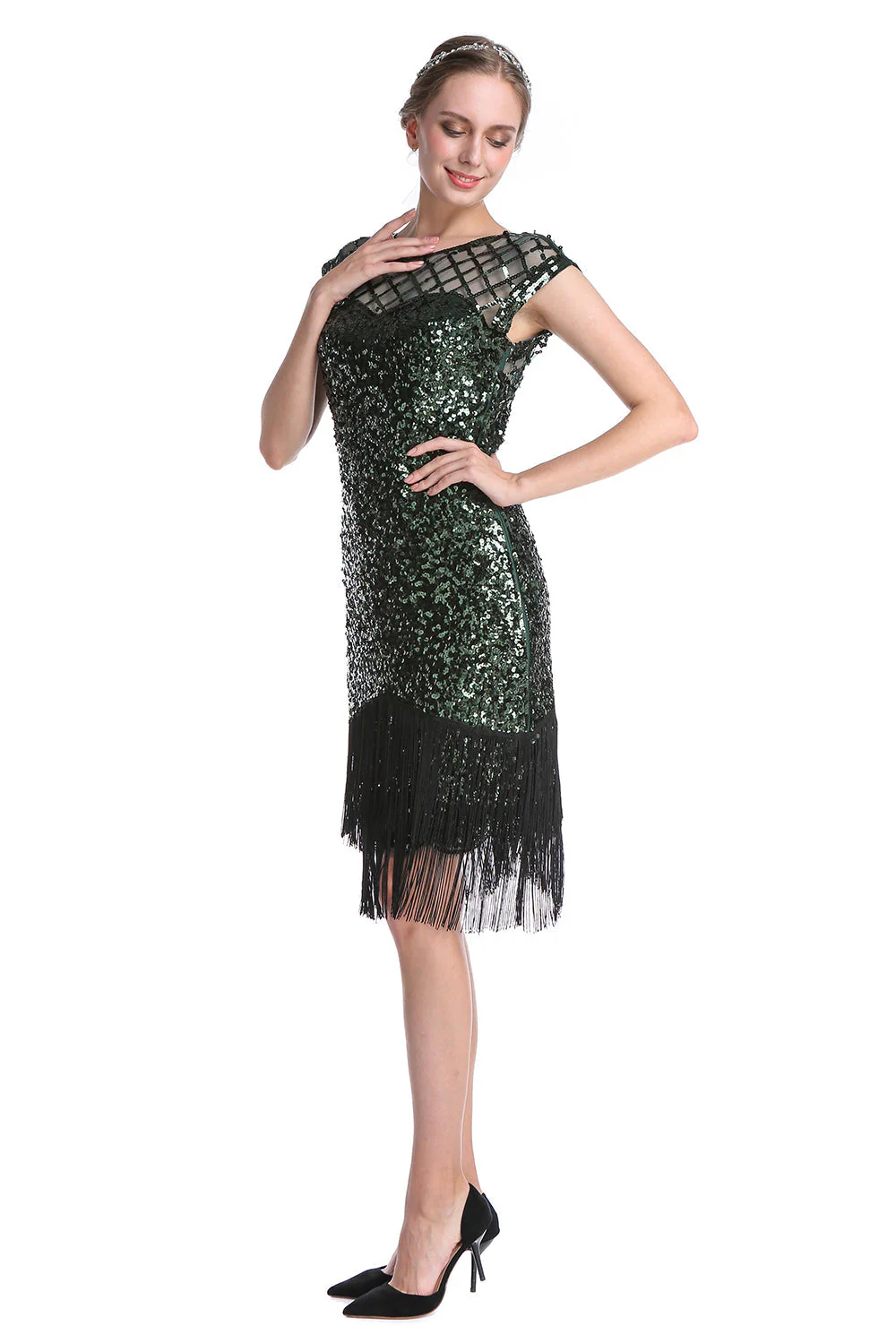 Różowa cekinowa sukienka Gatsby 1920s Flapper - Image 9