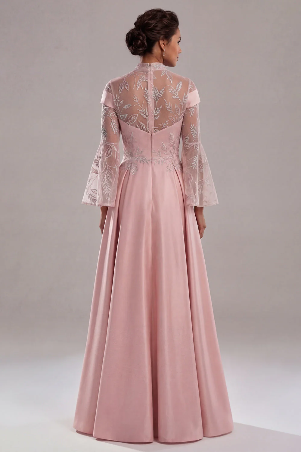 Różowa sukienka z długim rękawem w stylu A Mother Of Bride - Image 2