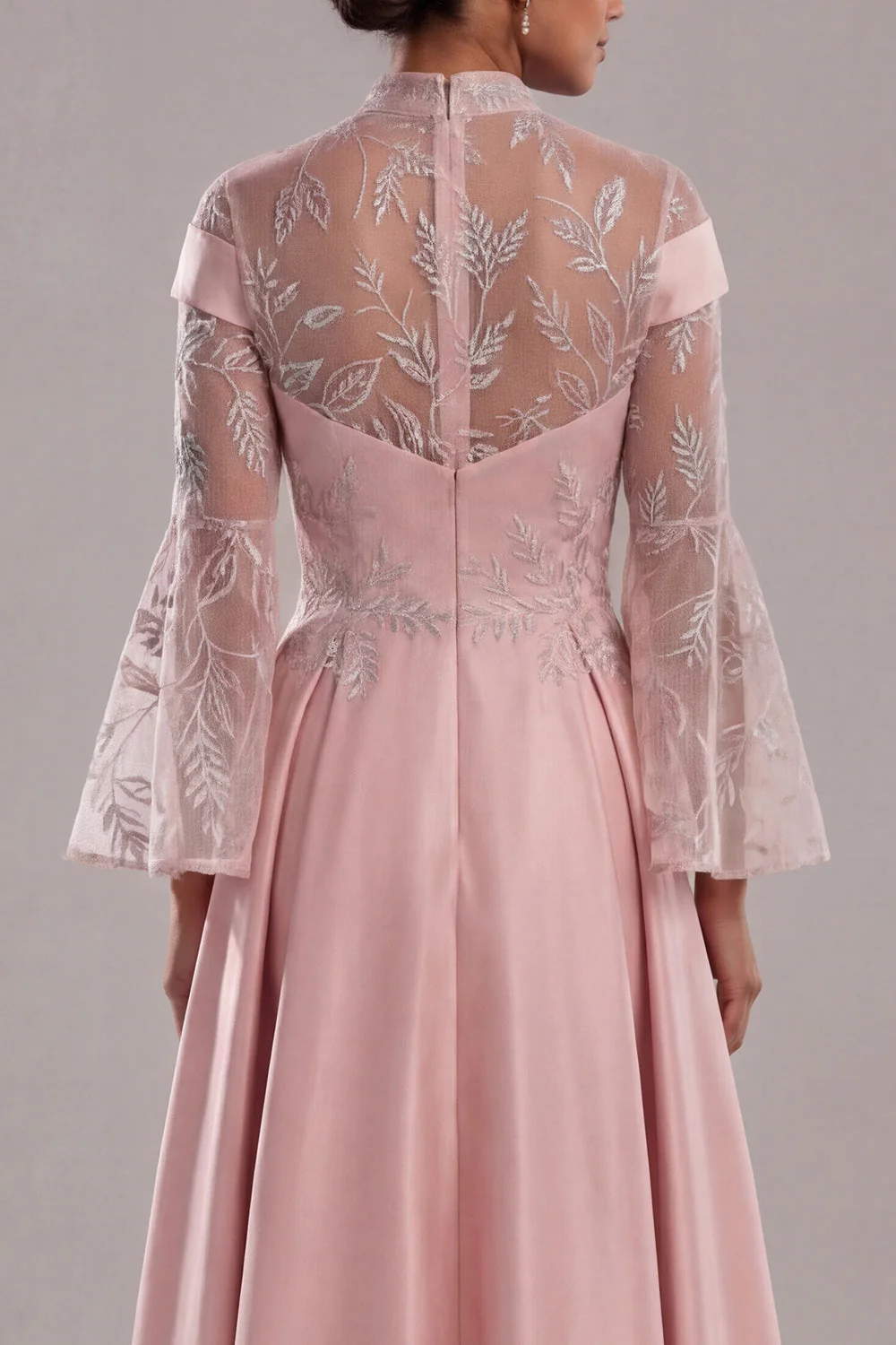 Różowa sukienka z długim rękawem w stylu A Mother Of Bride - Image 5