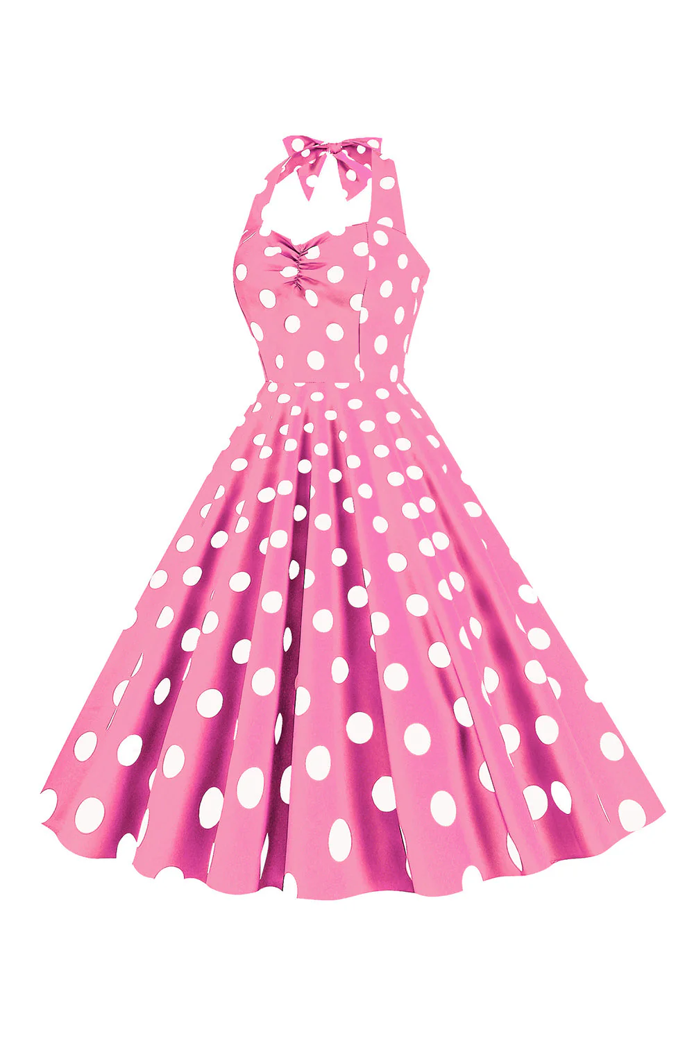 Różowe Groszki Pin Up Sukienka Retro Lata 50 - Image 3