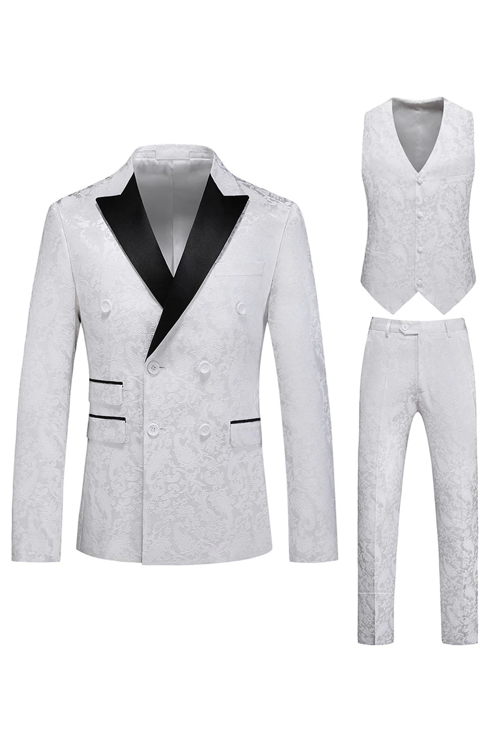 Różowy nadruk Peak Lapel 3-częściowe męskie garnitury na studniówkę - Image 10
