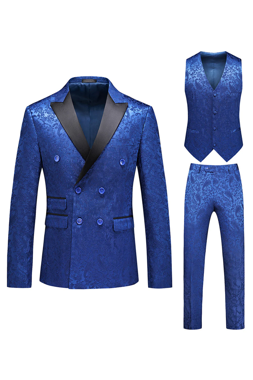 Różowy nadruk Peak Lapel 3-częściowe męskie garnitury na studniówkę - Image 12