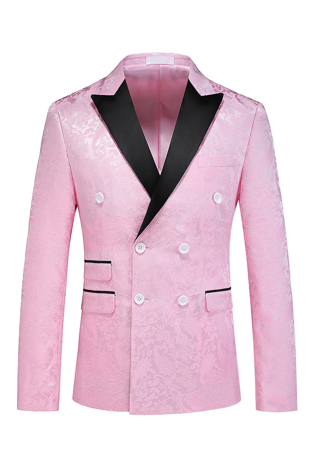 Różowy nadruk Peak Lapel 3-częściowe męskie garnitury na studniówkę - Image 2