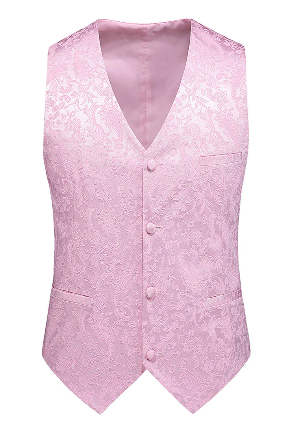 Różowy nadruk Peak Lapel 3-częściowe męskie garnitury na studniówkę - Image 4