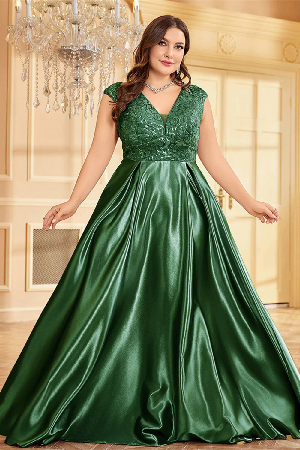 Różowy Plus Size Satynowa Długa Sukienka Dla Matki Panny Młodej - Image 12