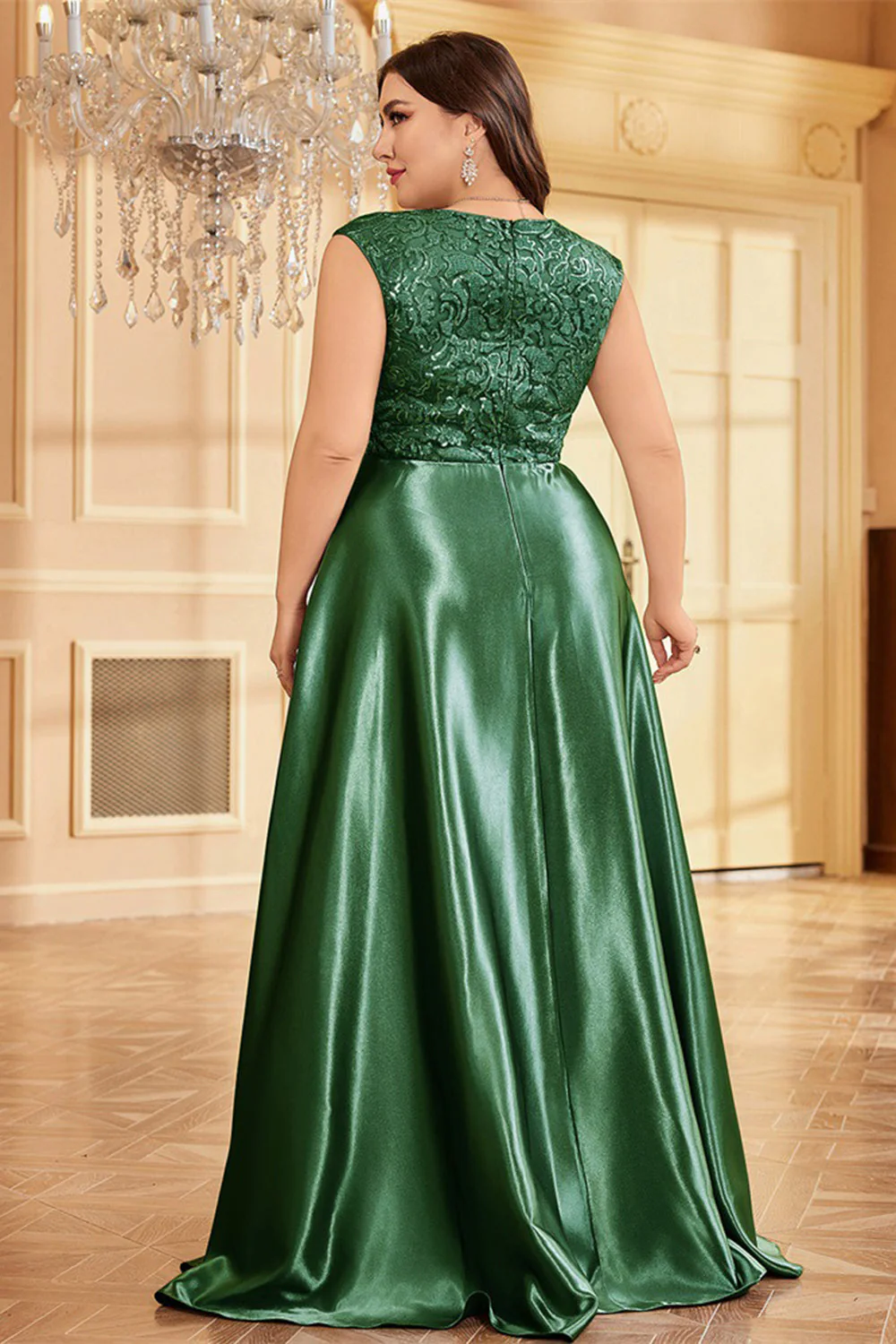 Różowy Plus Size Satynowa Długa Sukienka Dla Matki Panny Młodej - Image 13