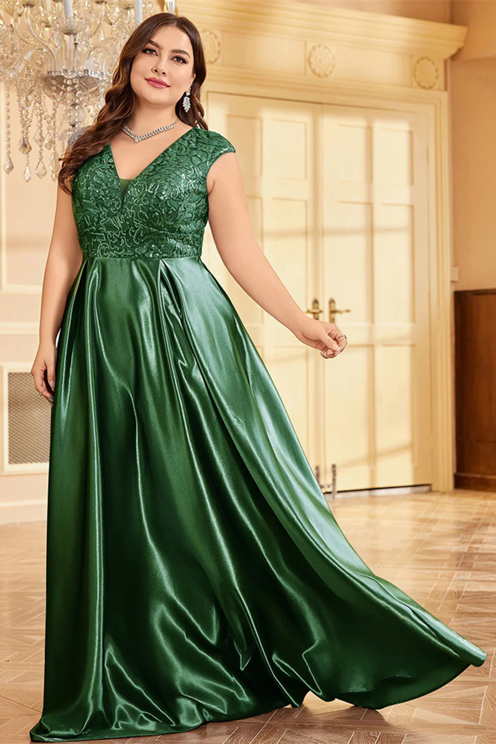 Różowy Plus Size Satynowa Długa Sukienka Dla Matki Panny Młodej - Image 16