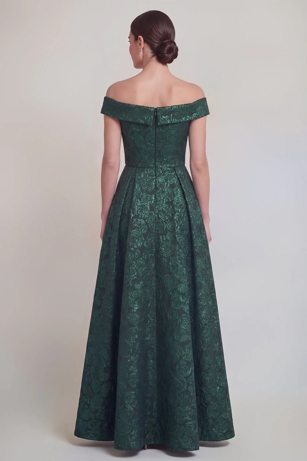 Rumieniec Jacquard Floral z ramienia: długa linia sukienka matki panny młodej - Image 10