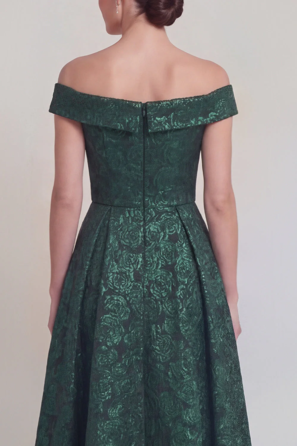 Rumieniec Jacquard Floral z ramienia: długa linia sukienka matki panny młodej - Image 12