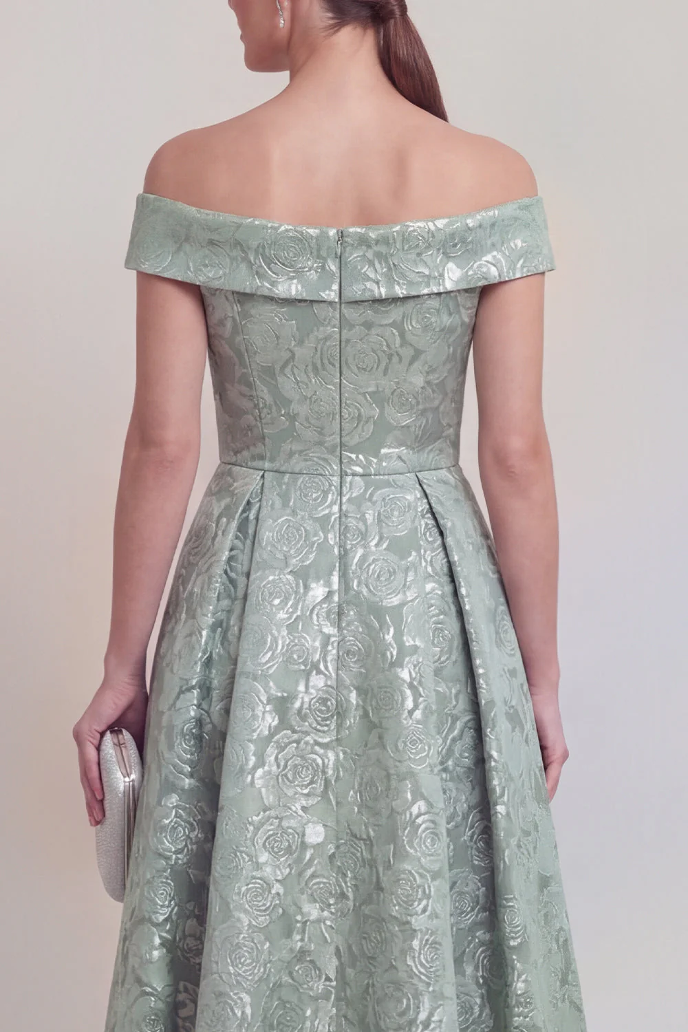 Rumieniec Jacquard Floral z ramienia: długa linia sukienka matki panny młodej - Image 16
