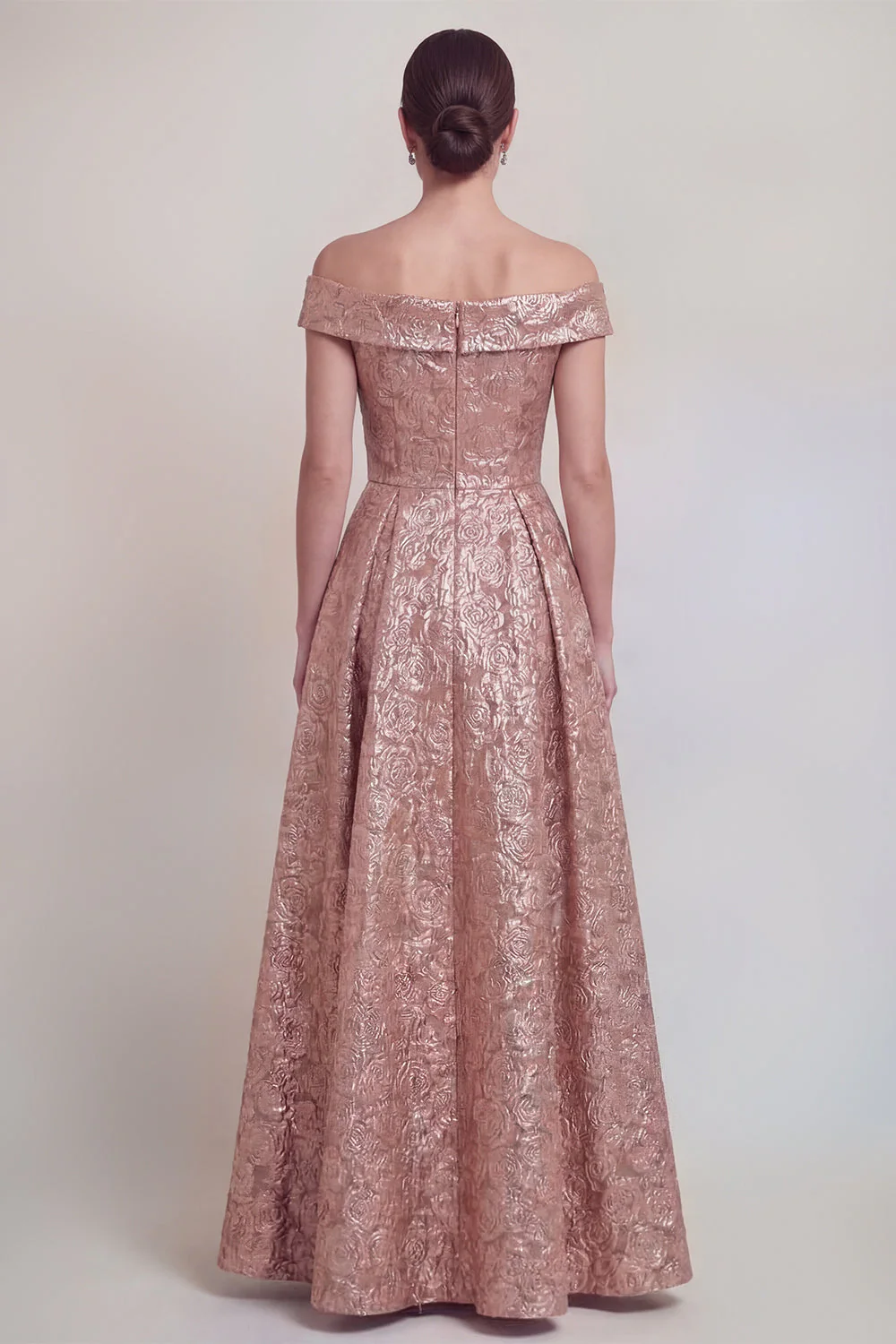 Rumieniec Jacquard Floral z ramienia: długa linia sukienka matki panny młodej - Image 2