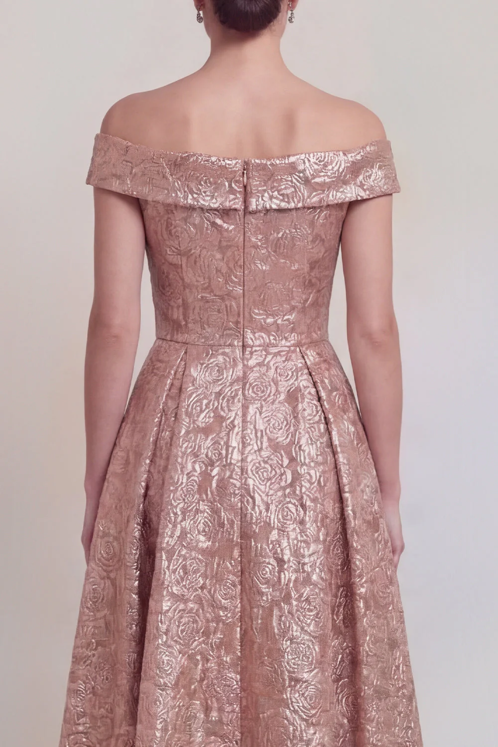 Rumieniec Jacquard Floral z ramienia: długa linia sukienka matki panny młodej - Image 4