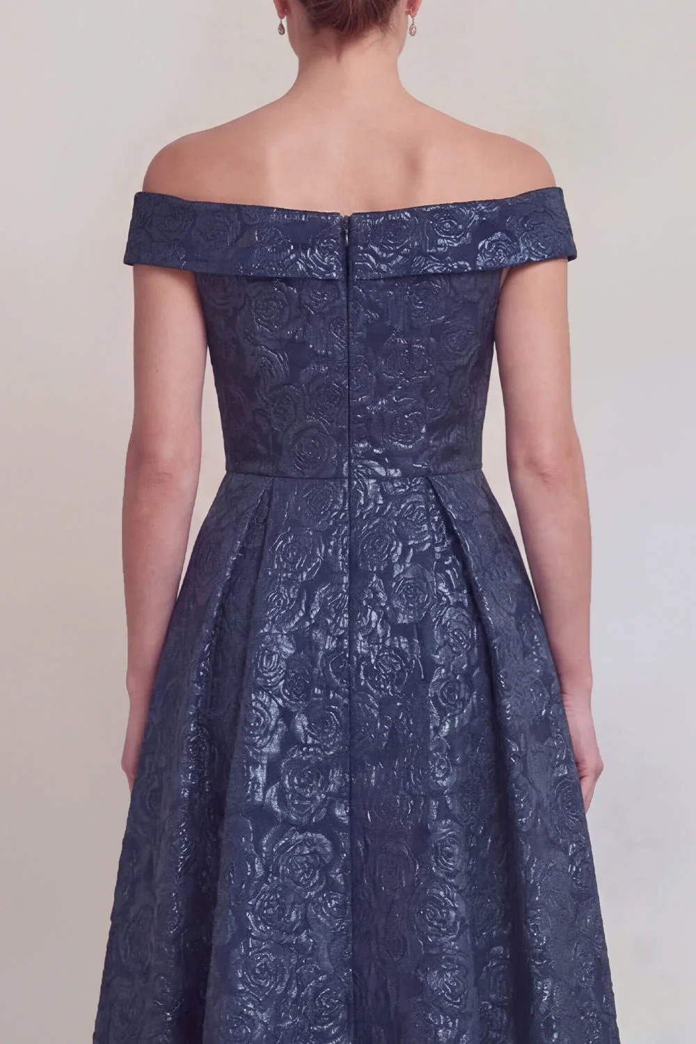 Rumieniec Jacquard Floral z ramienia: długa linia sukienka matki panny młodej - Image 8