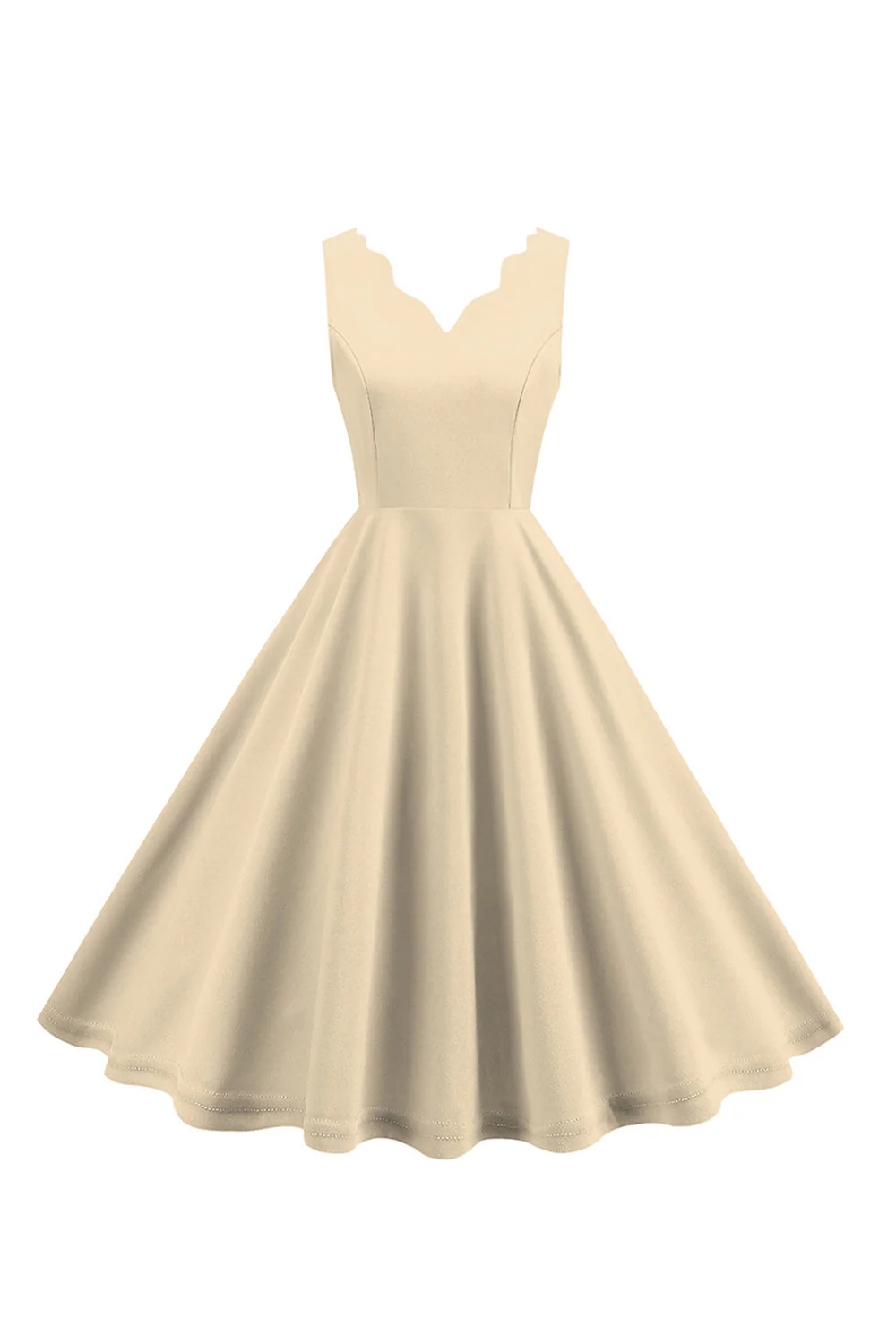 Rumieniec Plisowana Krótka Sukienka W Stylu Vintage 1950 w Kształcie Litery A - Image 4