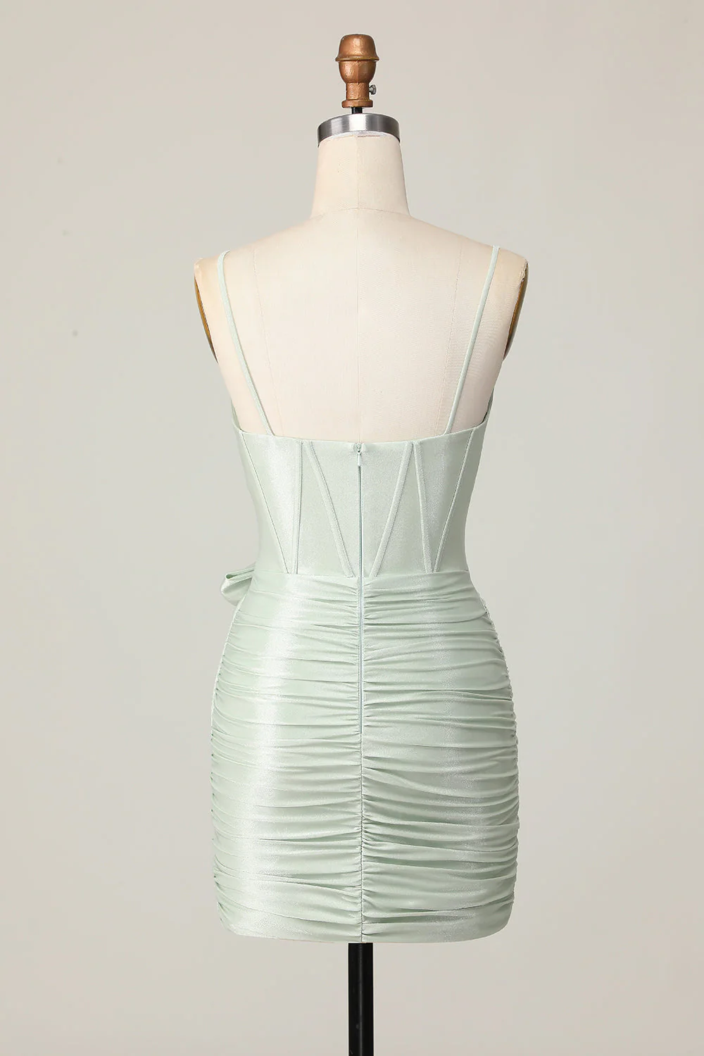 Sage Bodycon Gorset Krótka sukienka na powrót do domu z kokardą - Image 2
