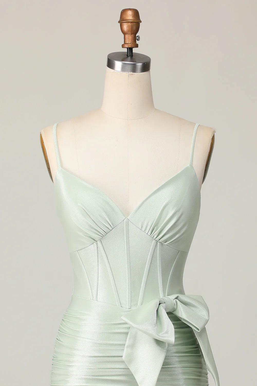 Sage Bodycon Gorset Krótka sukienka na powrót do domu z kokardą - Image 4