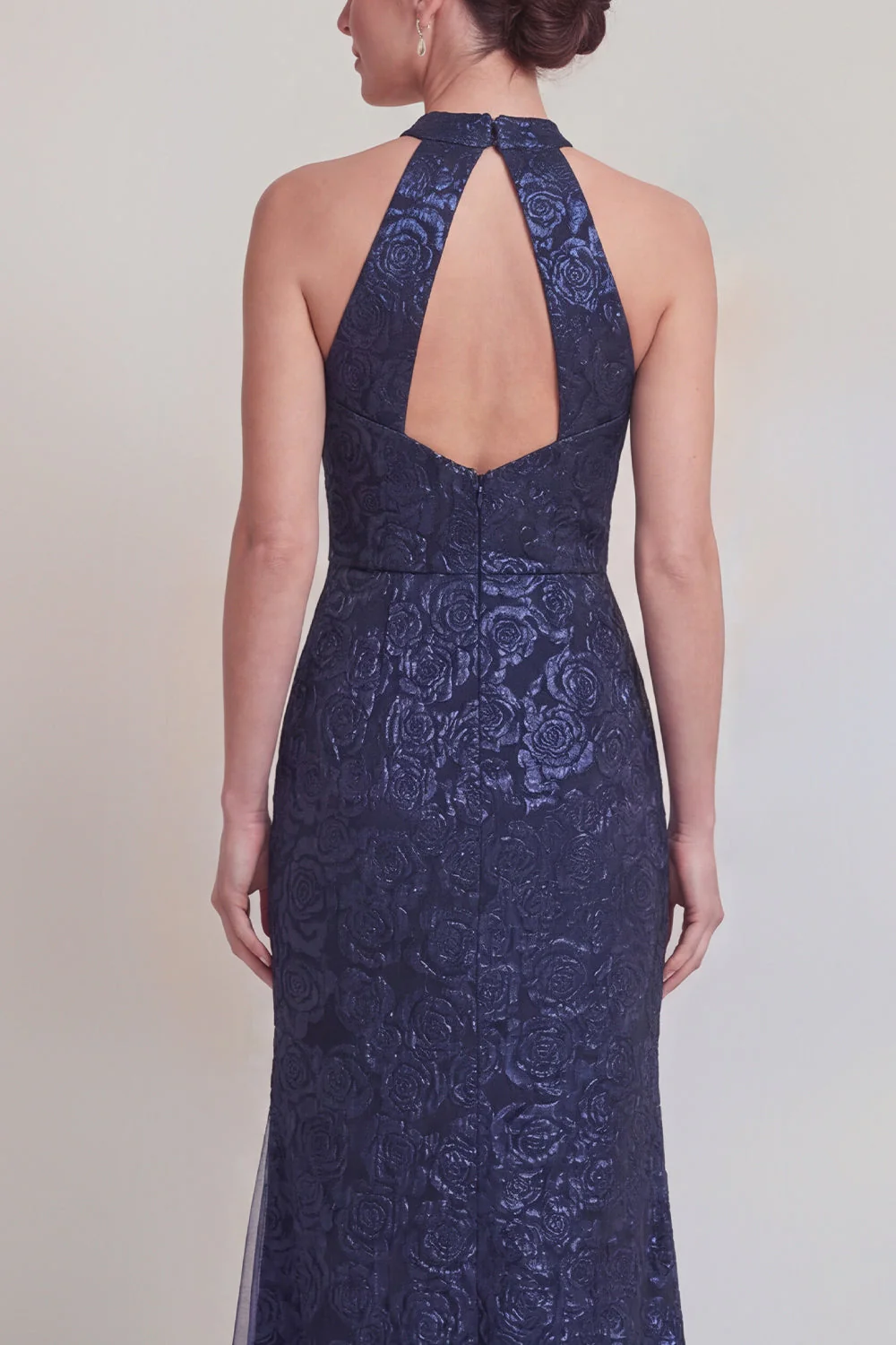 Sage Green Floral Halter Mermaid Long Mother of The Bride Dress with Slit - Image 12