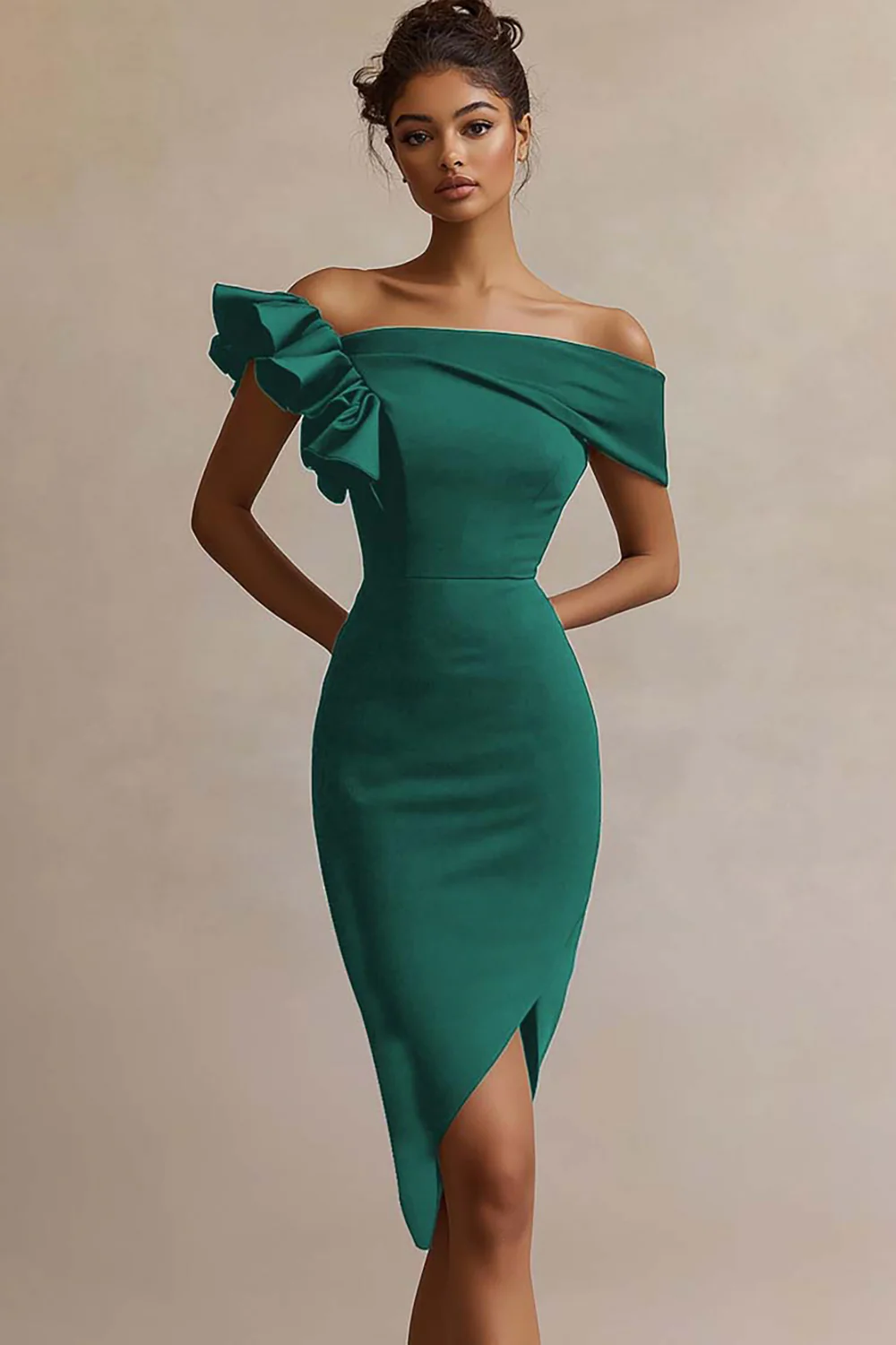 satynowa sukienka Bodycon Midi Graduation - Image 4