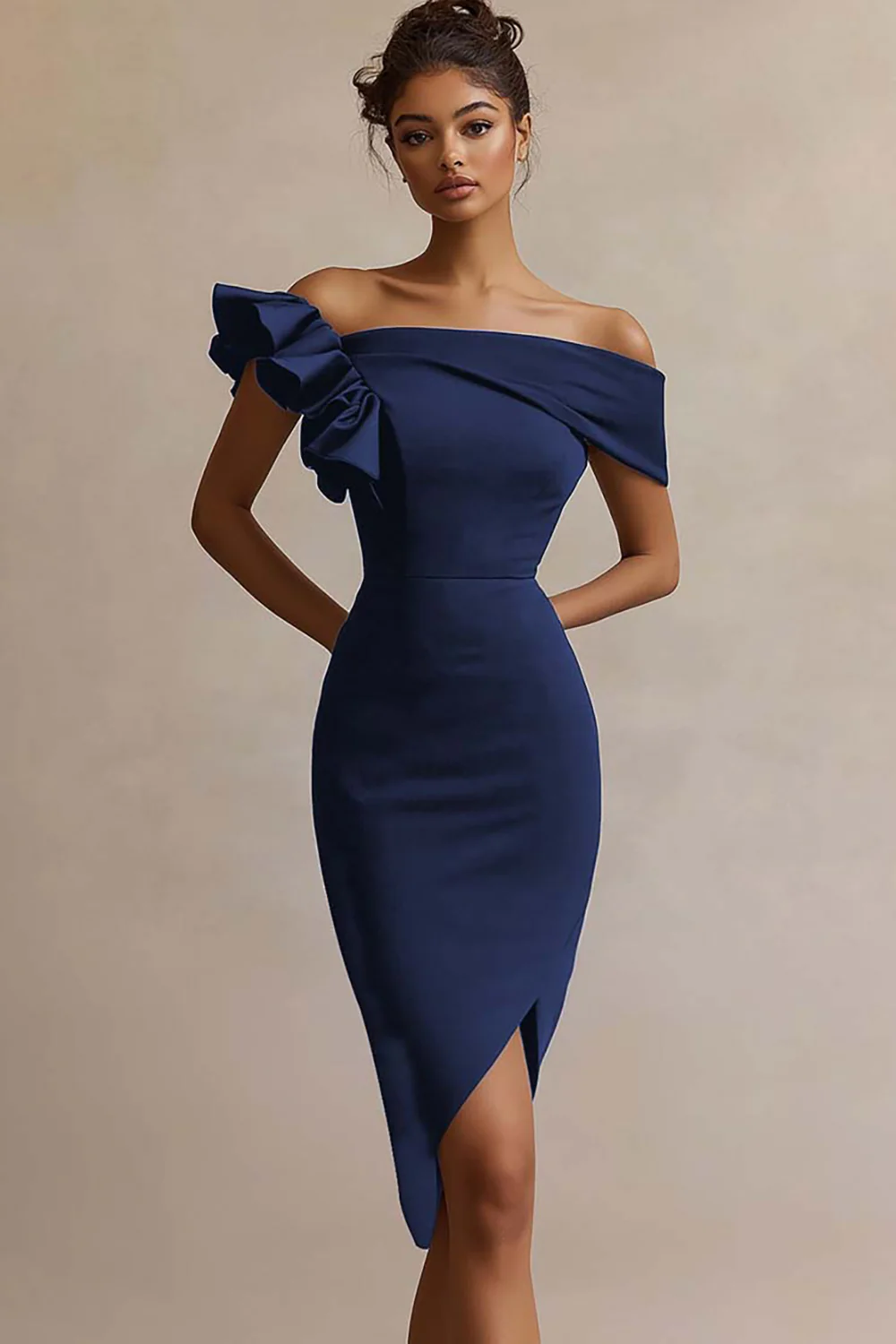 satynowa sukienka Bodycon Midi Graduation - Image 5