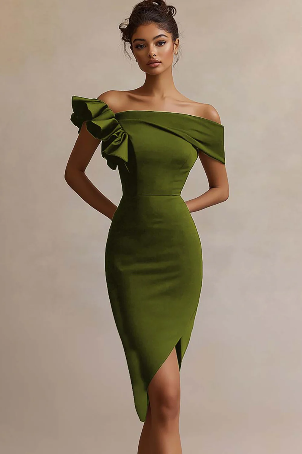 satynowa sukienka Bodycon Midi Graduation - Image 6