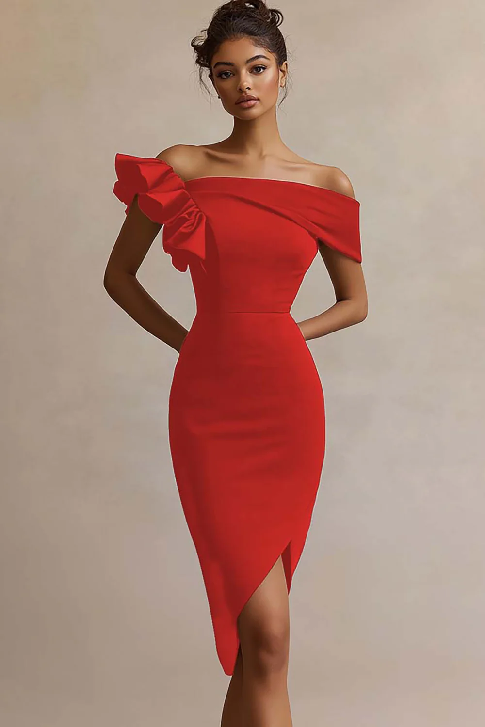satynowa sukienka Bodycon Midi Graduation - Image 7