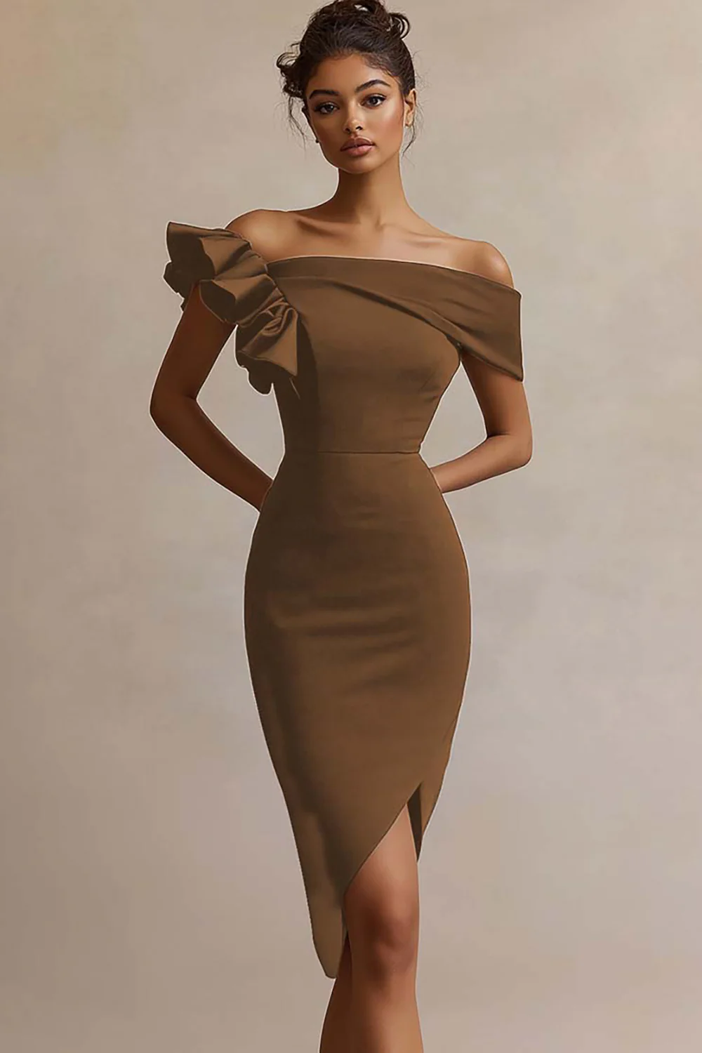 satynowa sukienka Bodycon Midi Graduation - Image 8