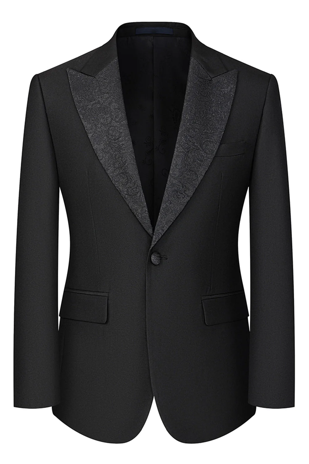 Slim Fit 3-częściowe czarne garnitury męskie z klapami w kształcie szczytu - Image 2