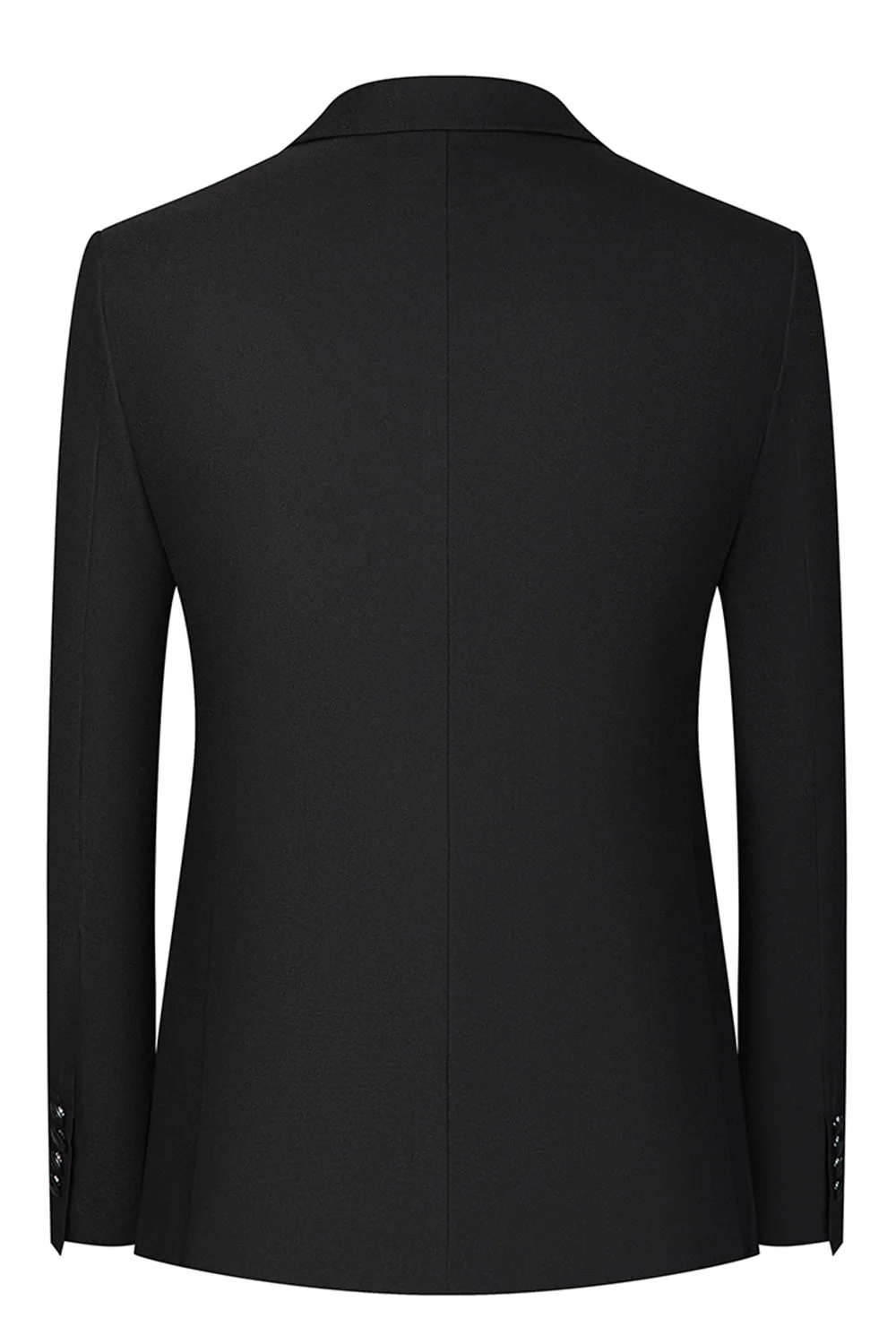 Slim Fit 3-częściowe czarne garnitury męskie z klapami w kształcie szczytu - Image 3
