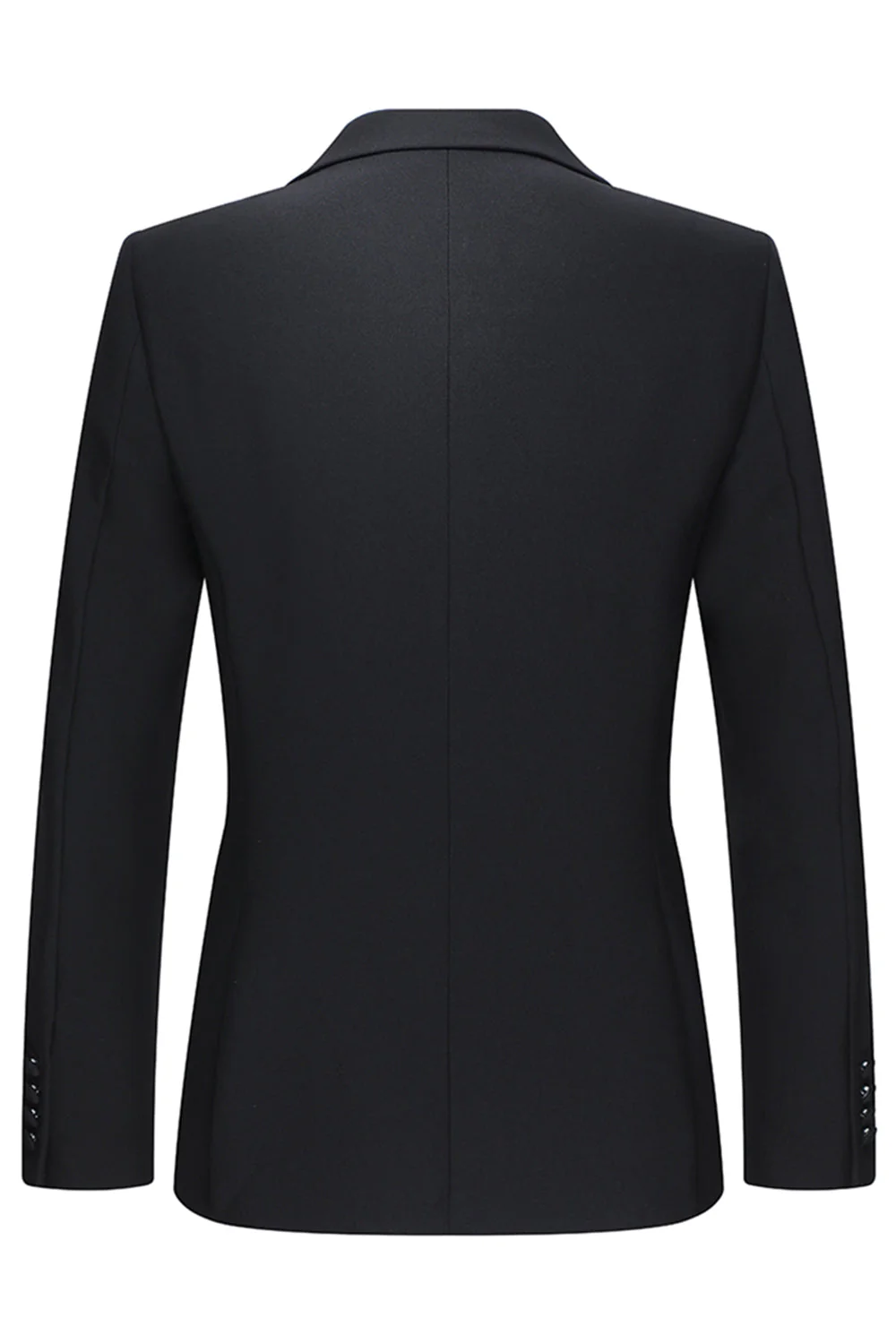 Slim Fit Czarne 2-częściowe dwurzędowe męskie garnitury z klapami w szpic - Image 3