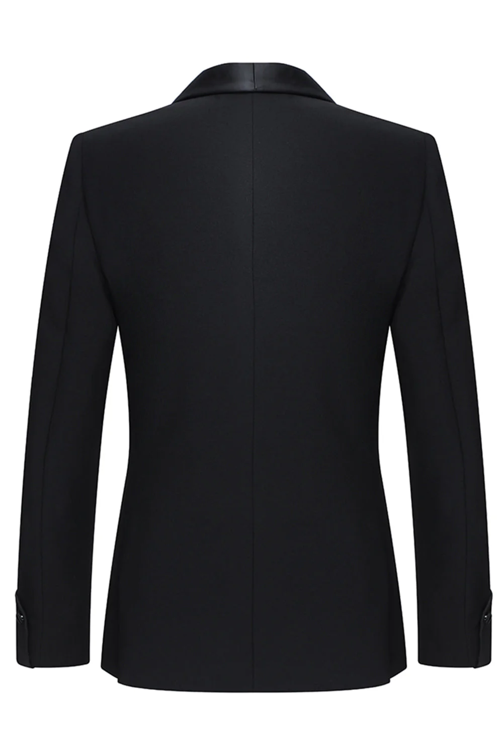 Slim Fit Czarne 2-częściowe szalowe klapy z jednym guzikiem Męskie garnitury - Image 3