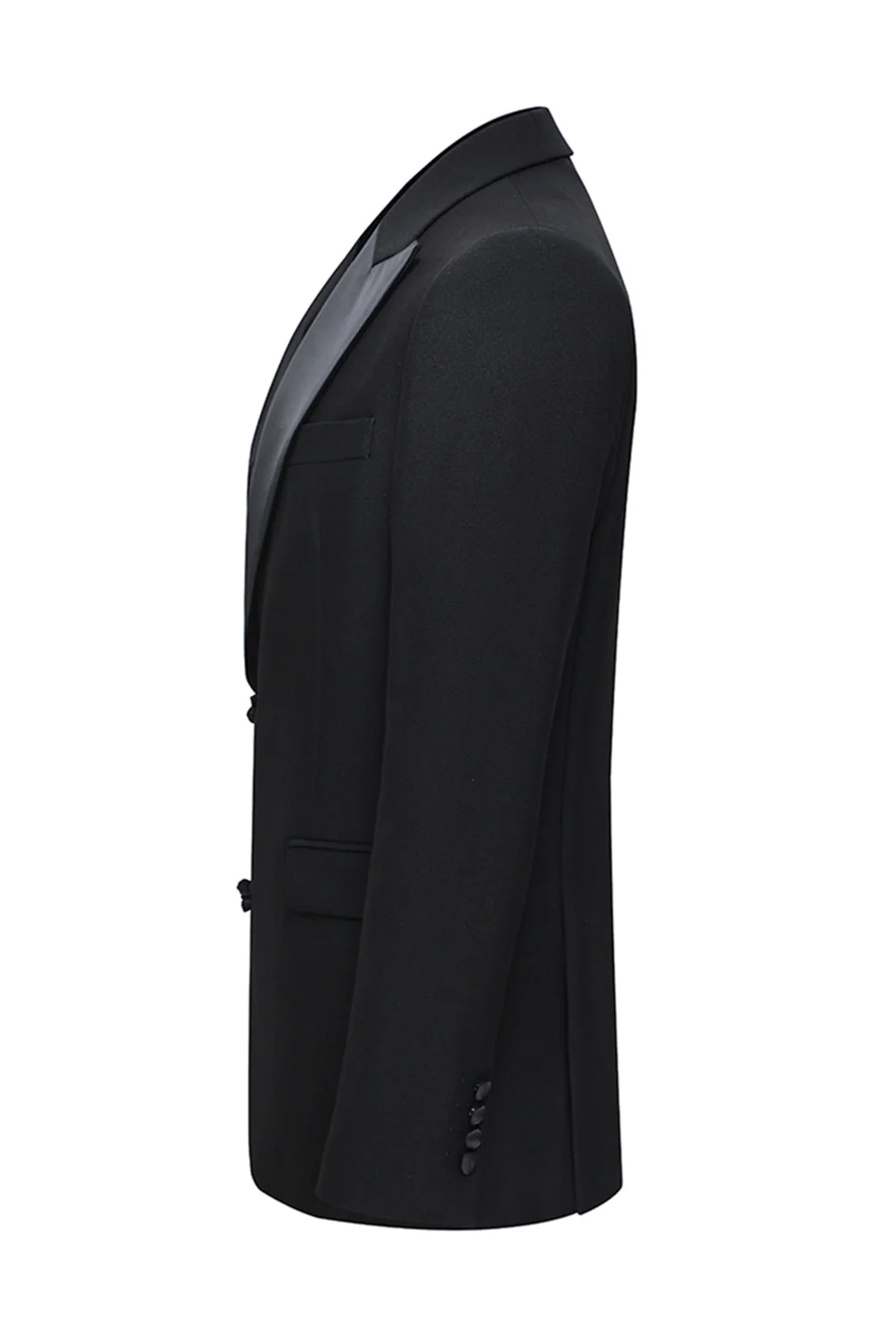 Slim Fit Peak Lapel 2-częściowe czarne garnitury męskie - Image 4