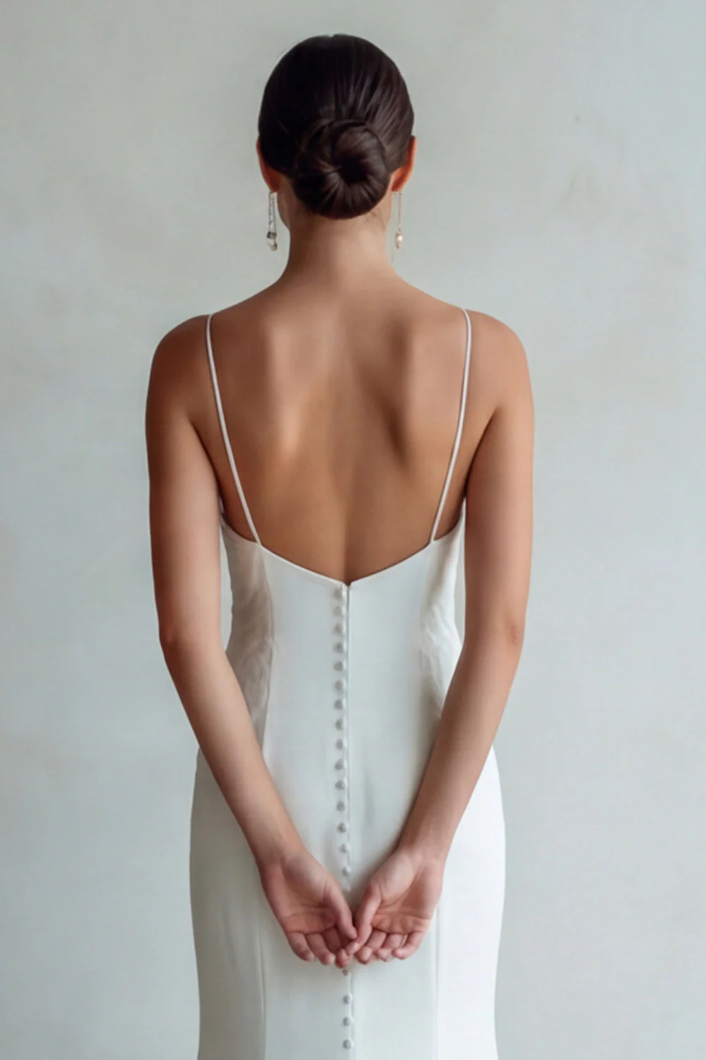 Słoniowa Spaghetti Straps Syrena Sweep Train Wedding Dress z koronką - Image 6