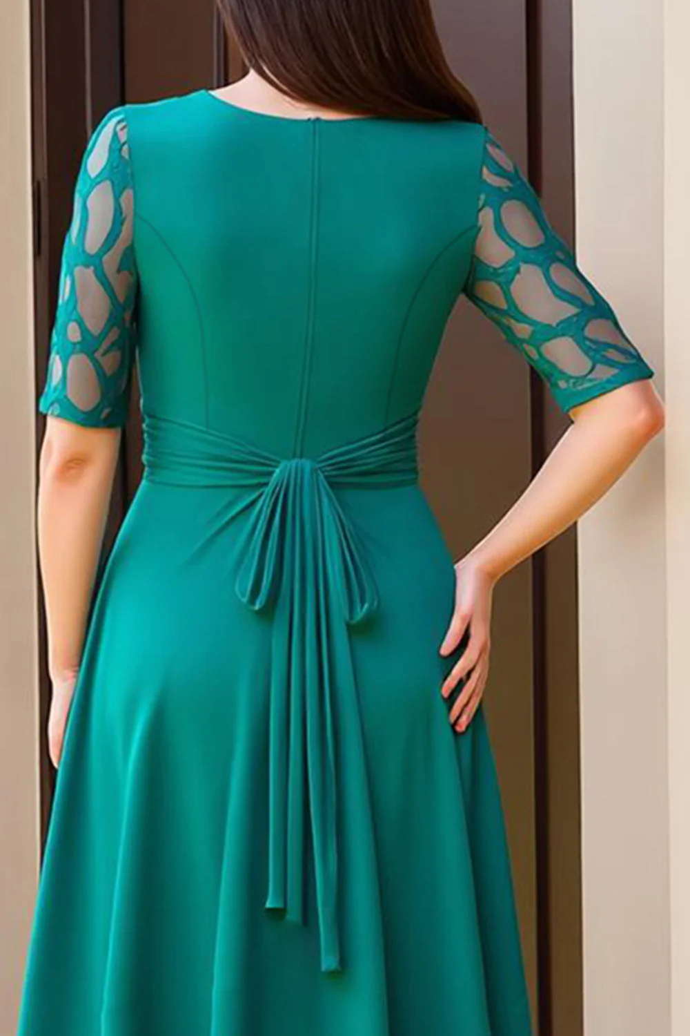 Sosna Linia A Szyfon Bateau Neck Half Sleeve Sukienka dla gości weselnych - Image 4