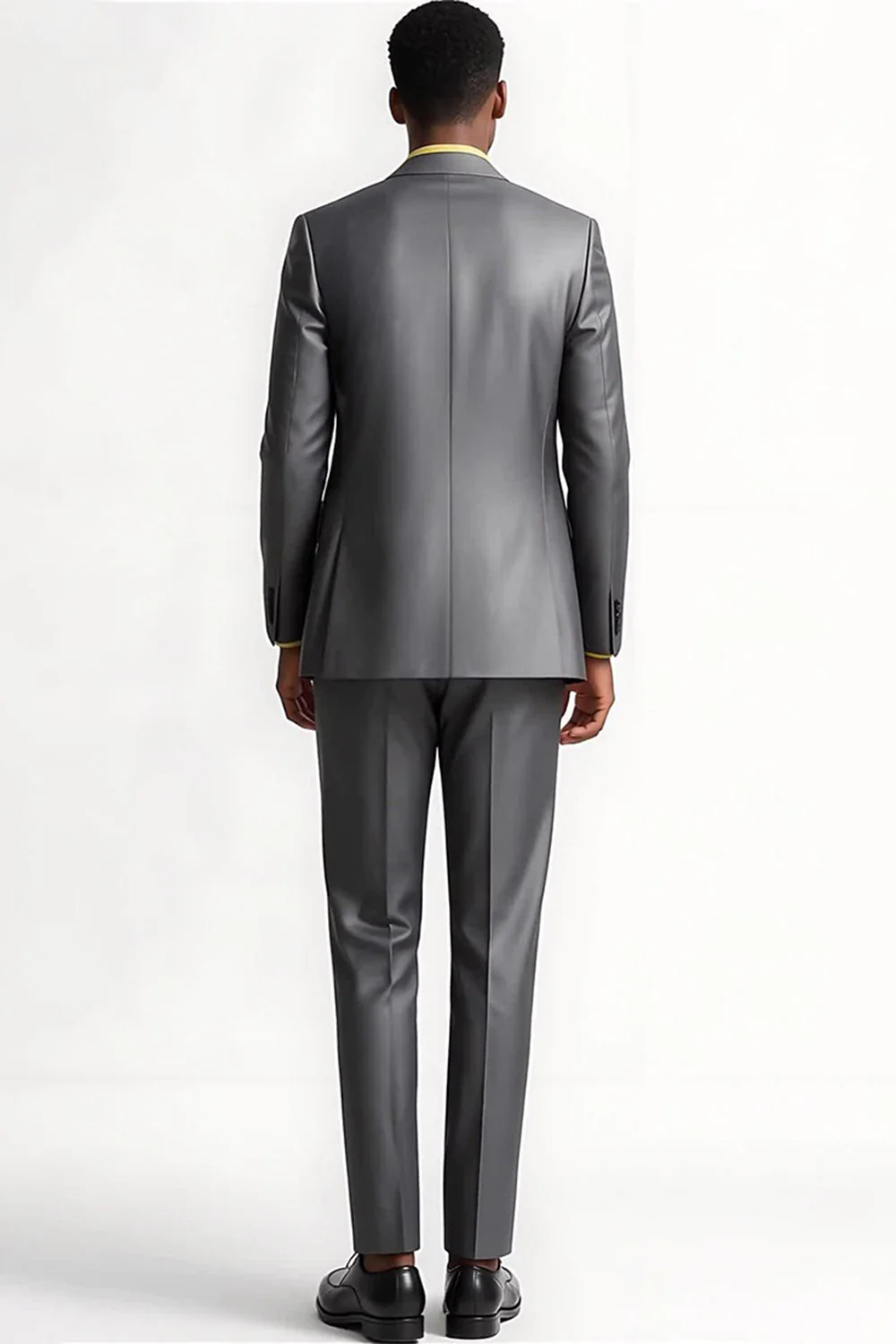 Srebrno-szare 2-częściowe męskie garnitury wizytowe z klapami Peak Slim Fit - Image 2