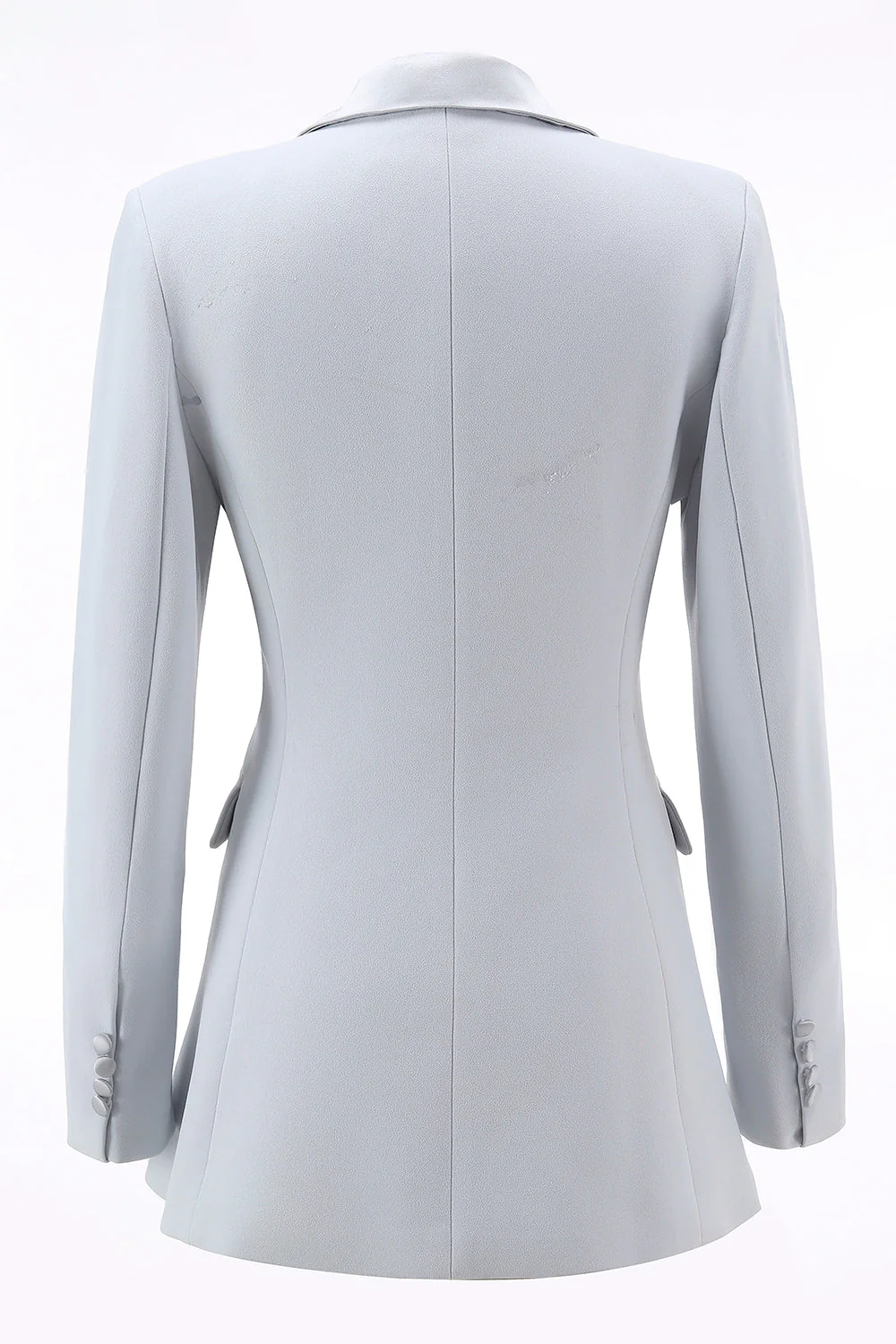 Srebrny 2-częściowy dwurzędowy klapa w szpic Slim Fit damski garnitur - Image 5