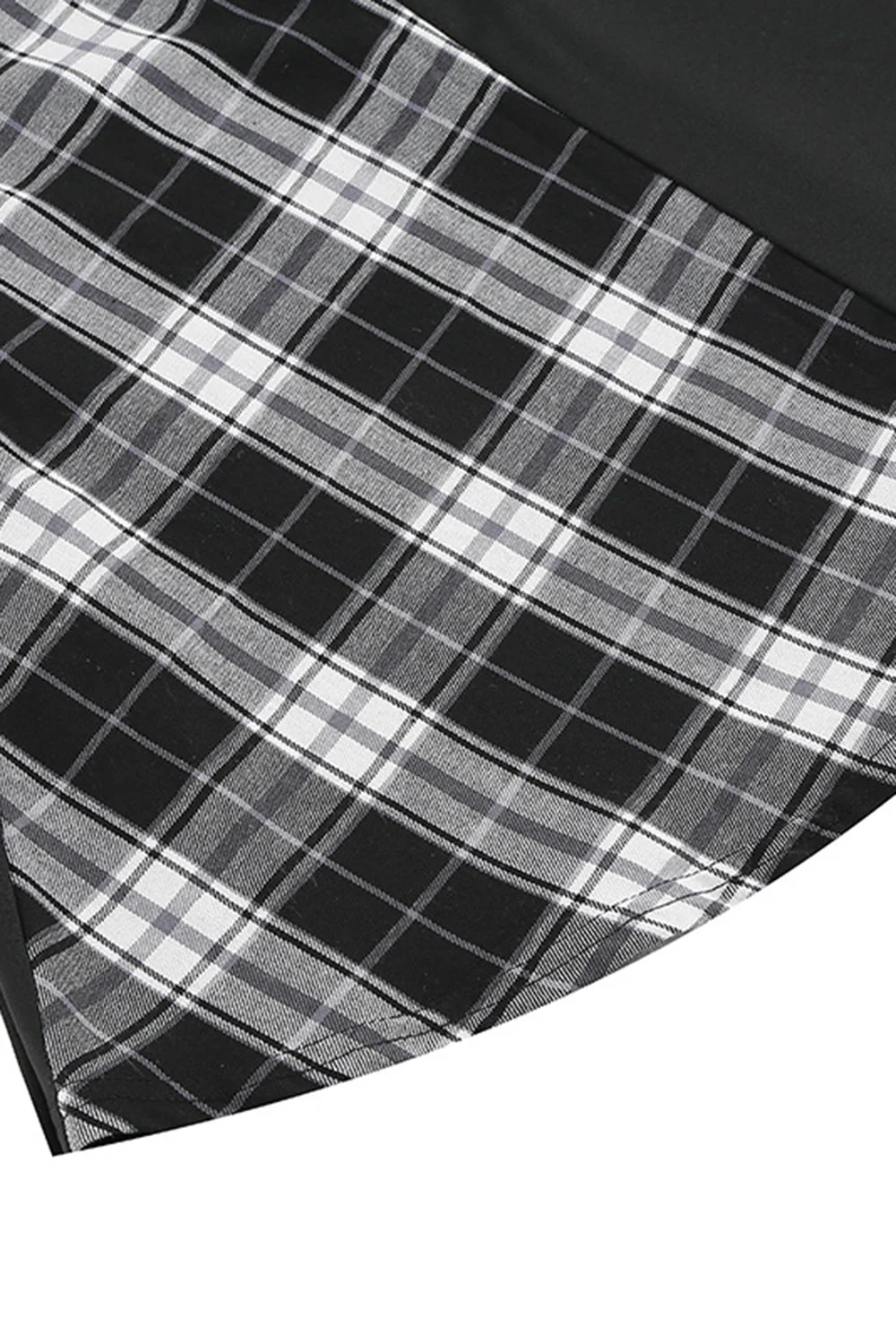 Styl retro Czarna sukienka w kratę z 1950 roku na jedno ramię - Image 4