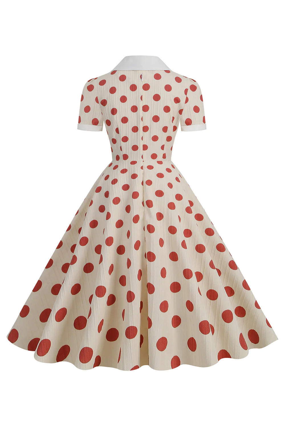 Styl Retro Czerwona Kropki Vintage Sukienka Swing Z Rękawami Z Kapturkiem - Image 2