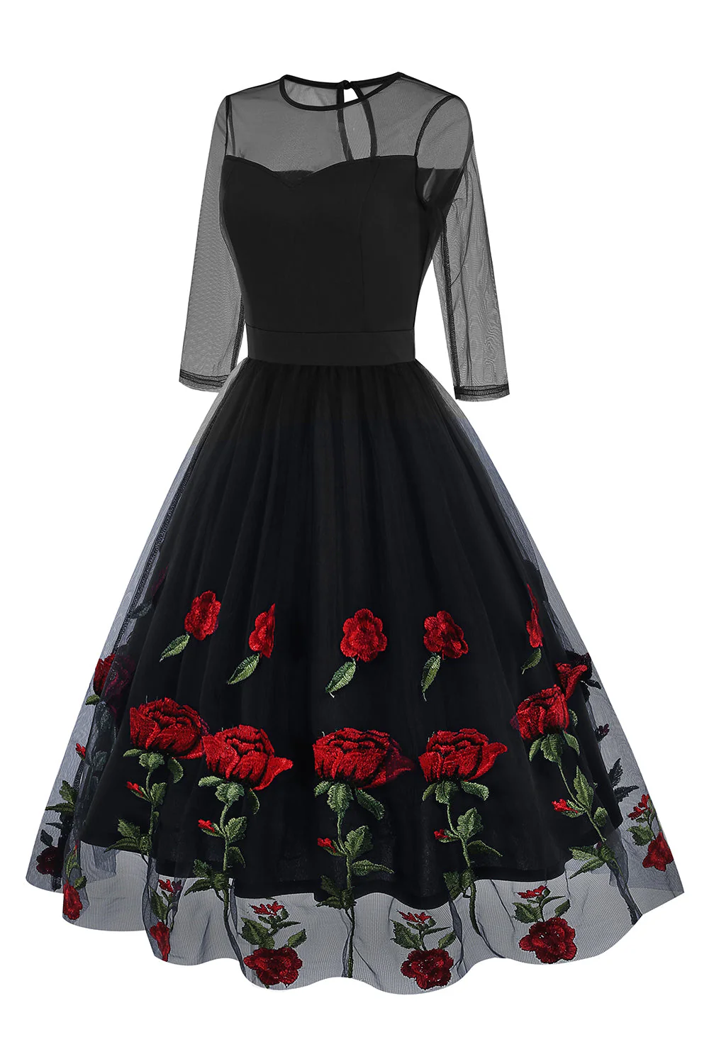 Sukienka Line Rose Flowers 1950 Z Półrękawami - Image 3