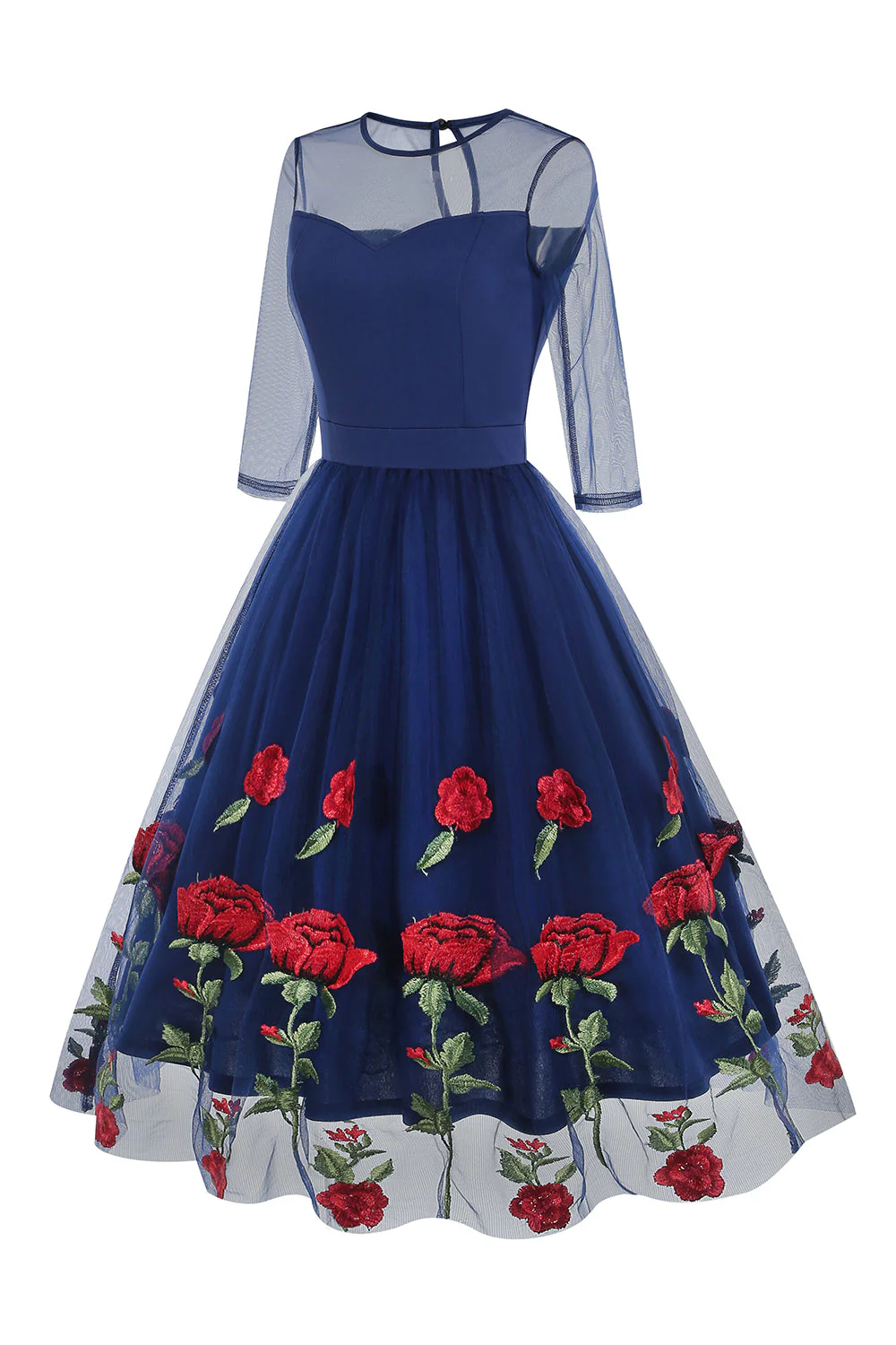 Sukienka Line Rose Flowers 1950 Z Półrękawami - Image 4