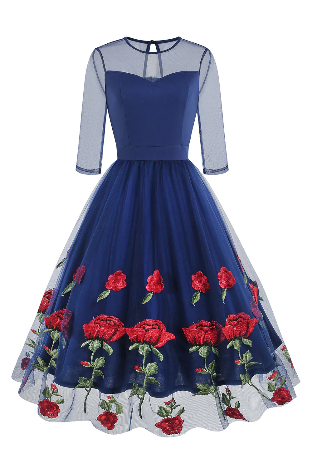 Sukienka Line Rose Flowers 1950 Z Półrękawami - Image 6