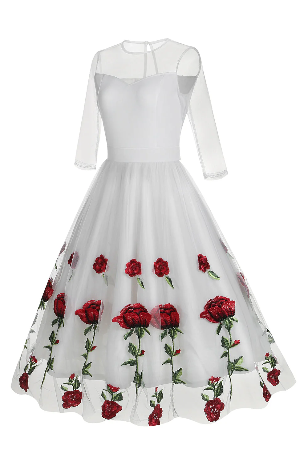 Sukienka Line Rose Flowers 1950 Z Półrękawami - Image 7