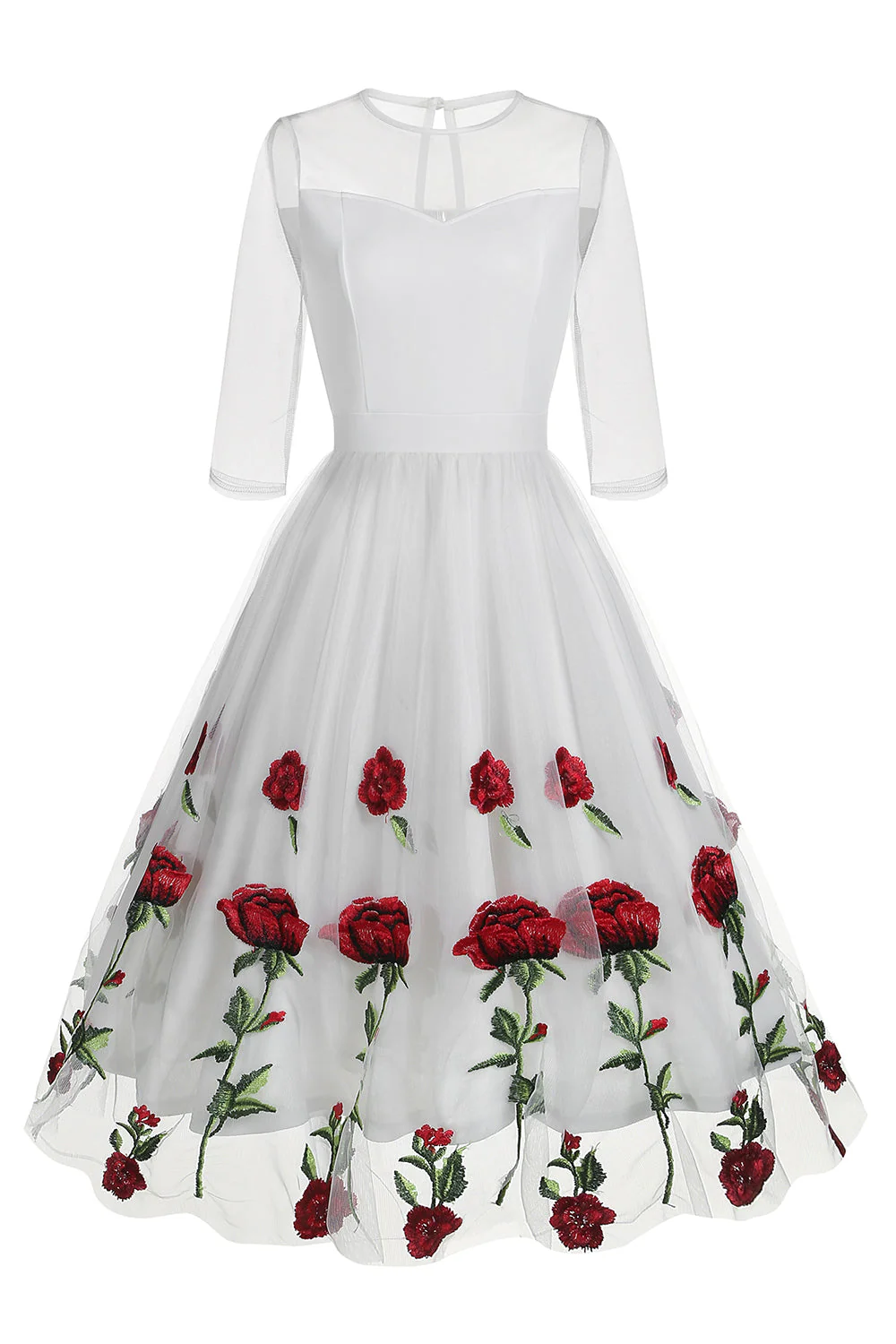 Sukienka Line Rose Flowers 1950 Z Półrękawami - Image 9