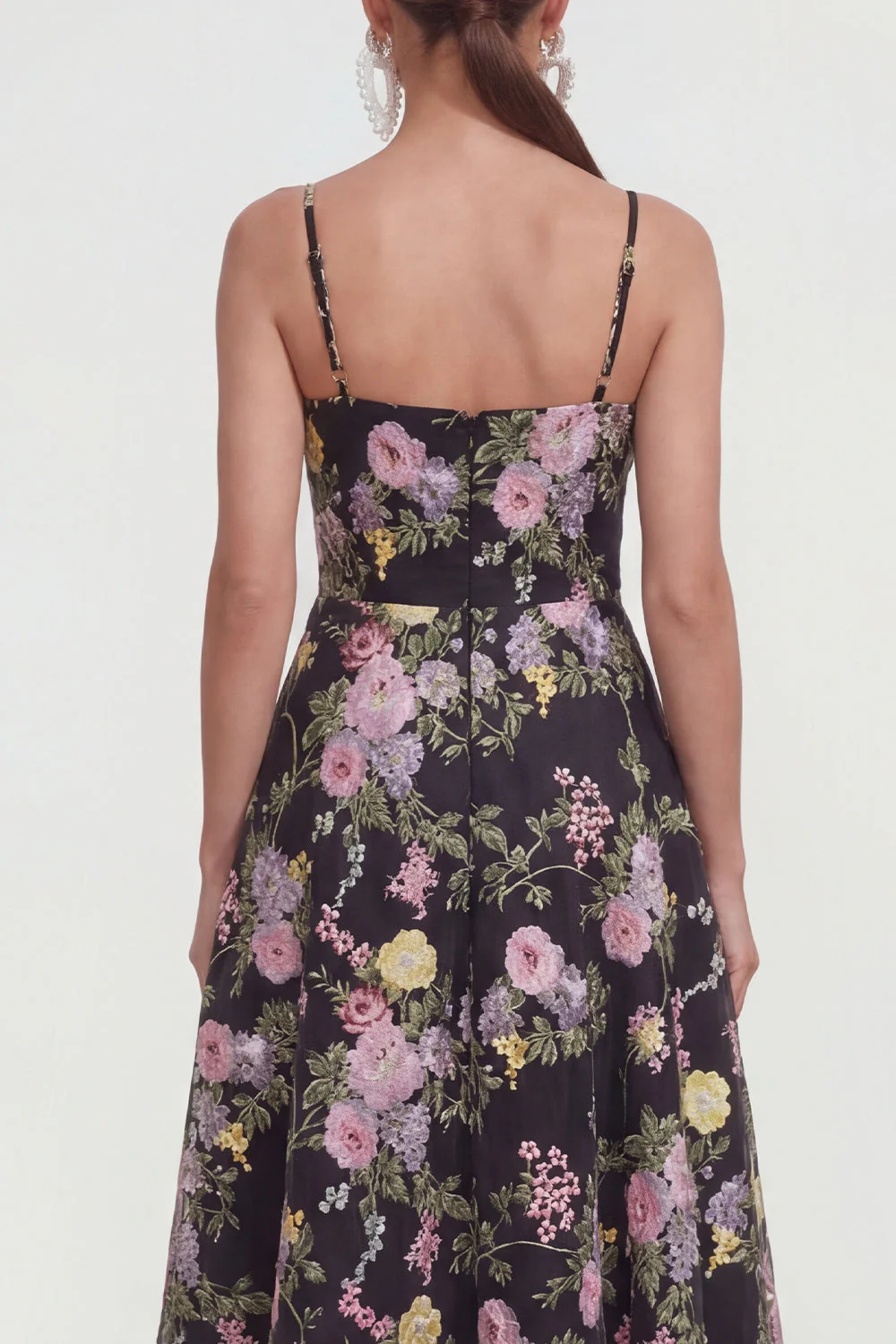 Sukienka A Line Spaghetti Straps Midi w multikwiatowy wzór - Image 4