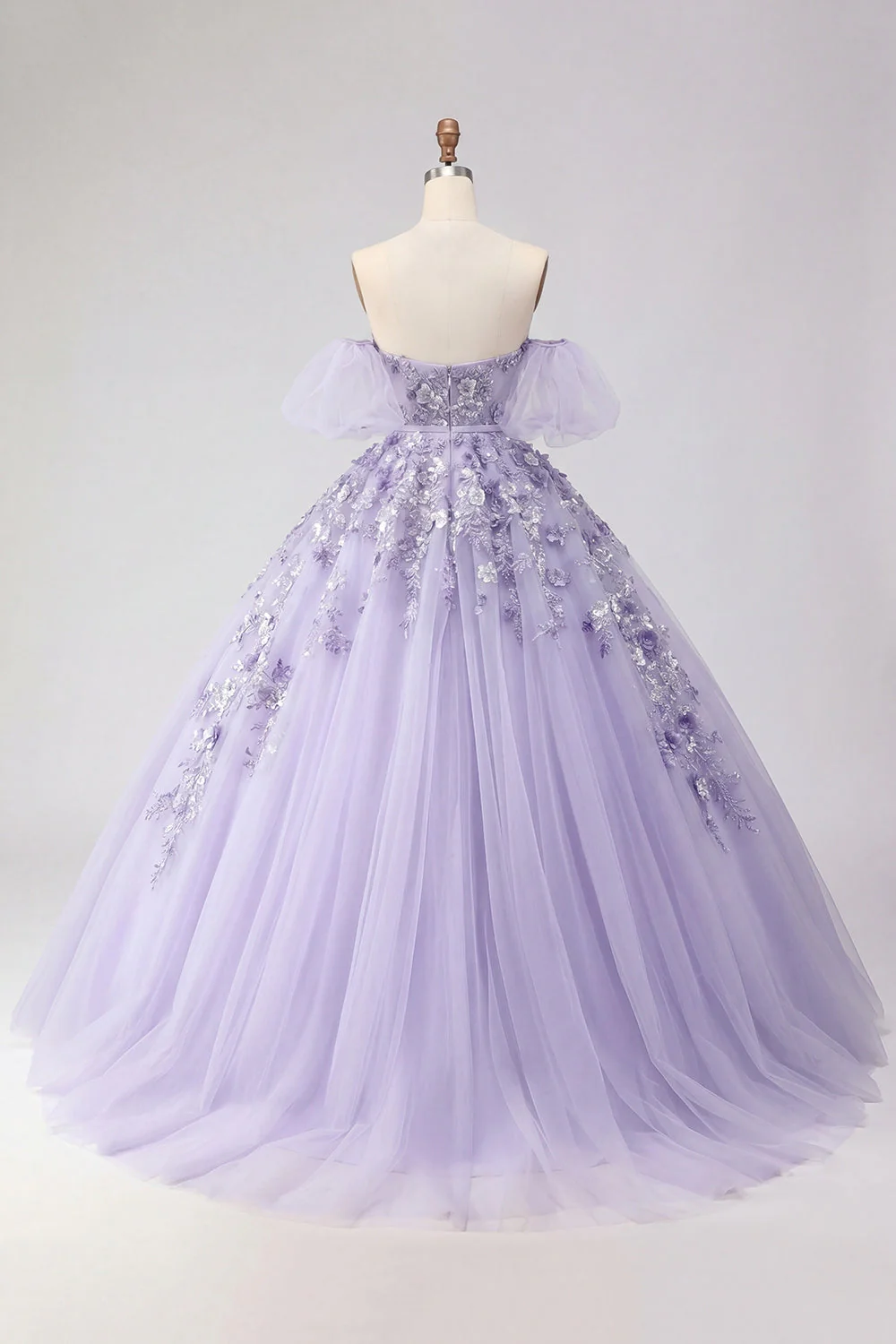 Sukienka balowa z odkrytymi ramionami i różem z odcieniem Quinceanera - Image 4