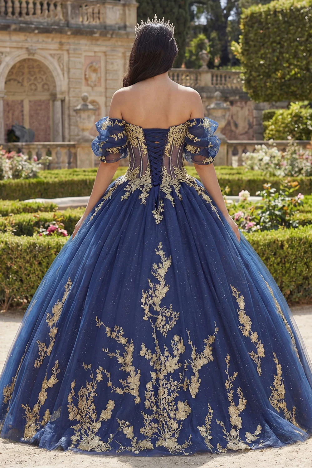 Sukienka balowa z odkrytymi ramionami Quinceanera z aplikacjami - Image 2
