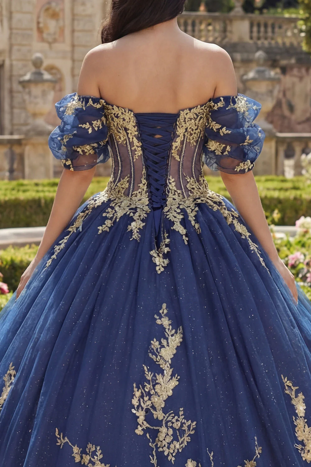 Sukienka balowa z odkrytymi ramionami Quinceanera z aplikacjami - Image 4